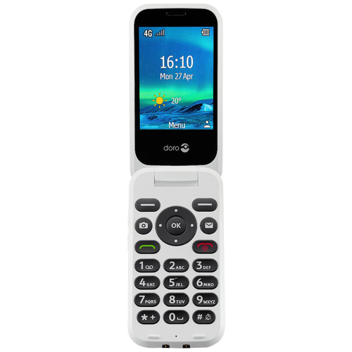 doro 6880 Téléphone portable à clapet pour séniors avec station de charge rouge