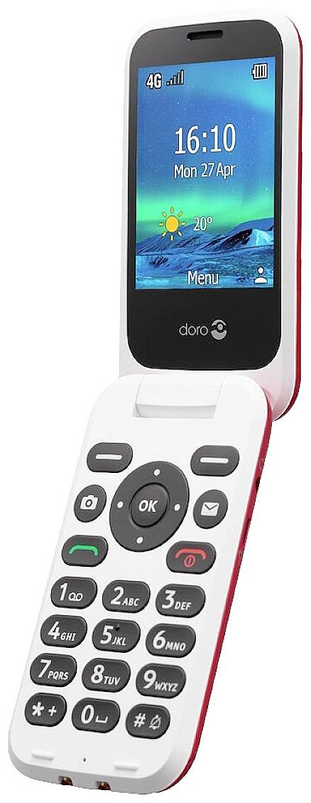 Doro 6880 Senioren-Klapp-Handy mit Ladestation Rot