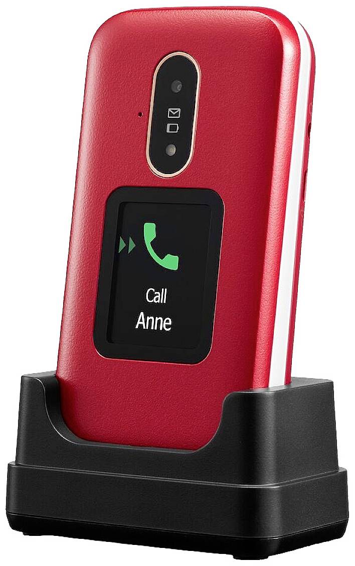 Doro 6880 Senioren-Klapp-Handy mit Ladestation Rot