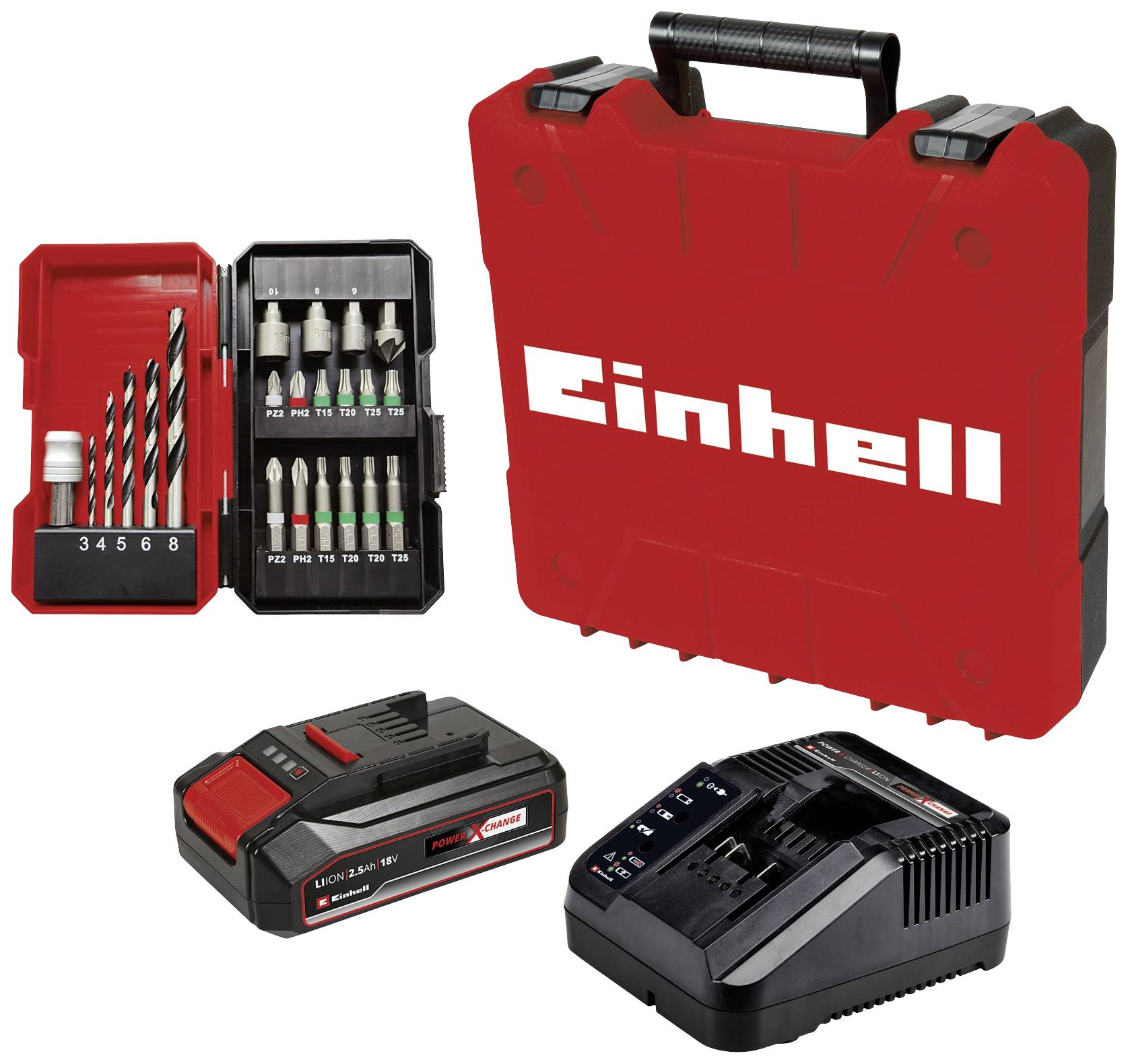 Einhell TE-CD 18/2 Li-i +22 (1x2,5 Ah) 2-Gang-Akku-Schlagbohrschrauber inkl. Koffer, inkl. Akku, inkl. Ladegerät