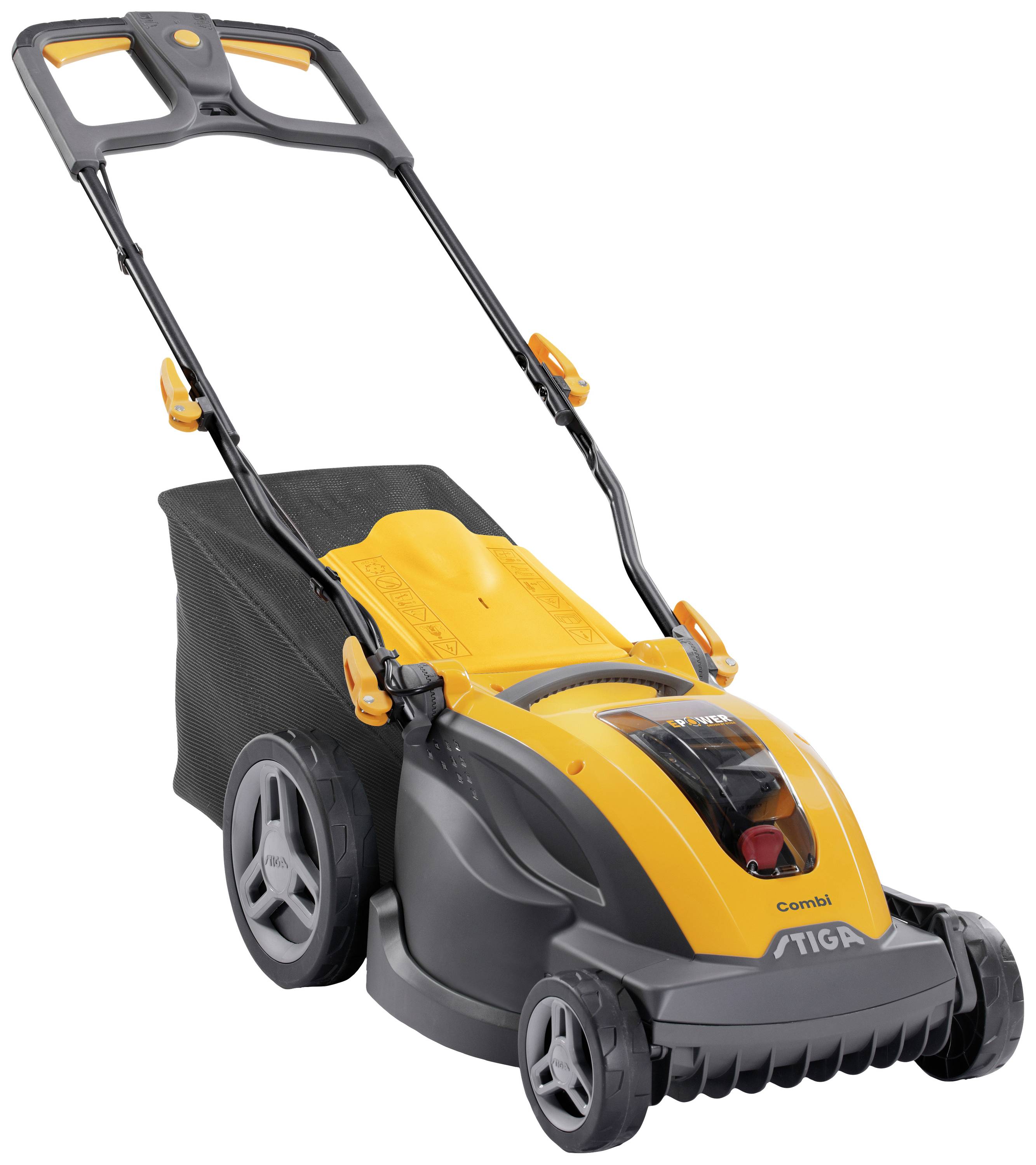 STIGA COMBI 340e Akku Akku-Rasenmäher inkl. Akku, inkl. Ladegerät, Einstellbarer Holm, Softgriff, mit Schnitthöhenverstellung