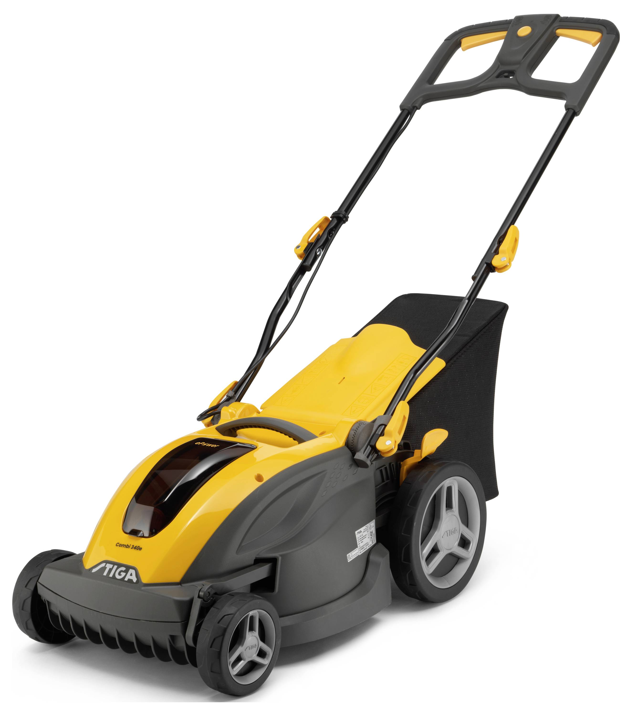 STIGA COMBI 340e Akku Akku-Rasenmäher inkl. Akku, inkl. Ladegerät, Einstellbarer Holm, Softgriff, mit Schnitthöhenverstellung