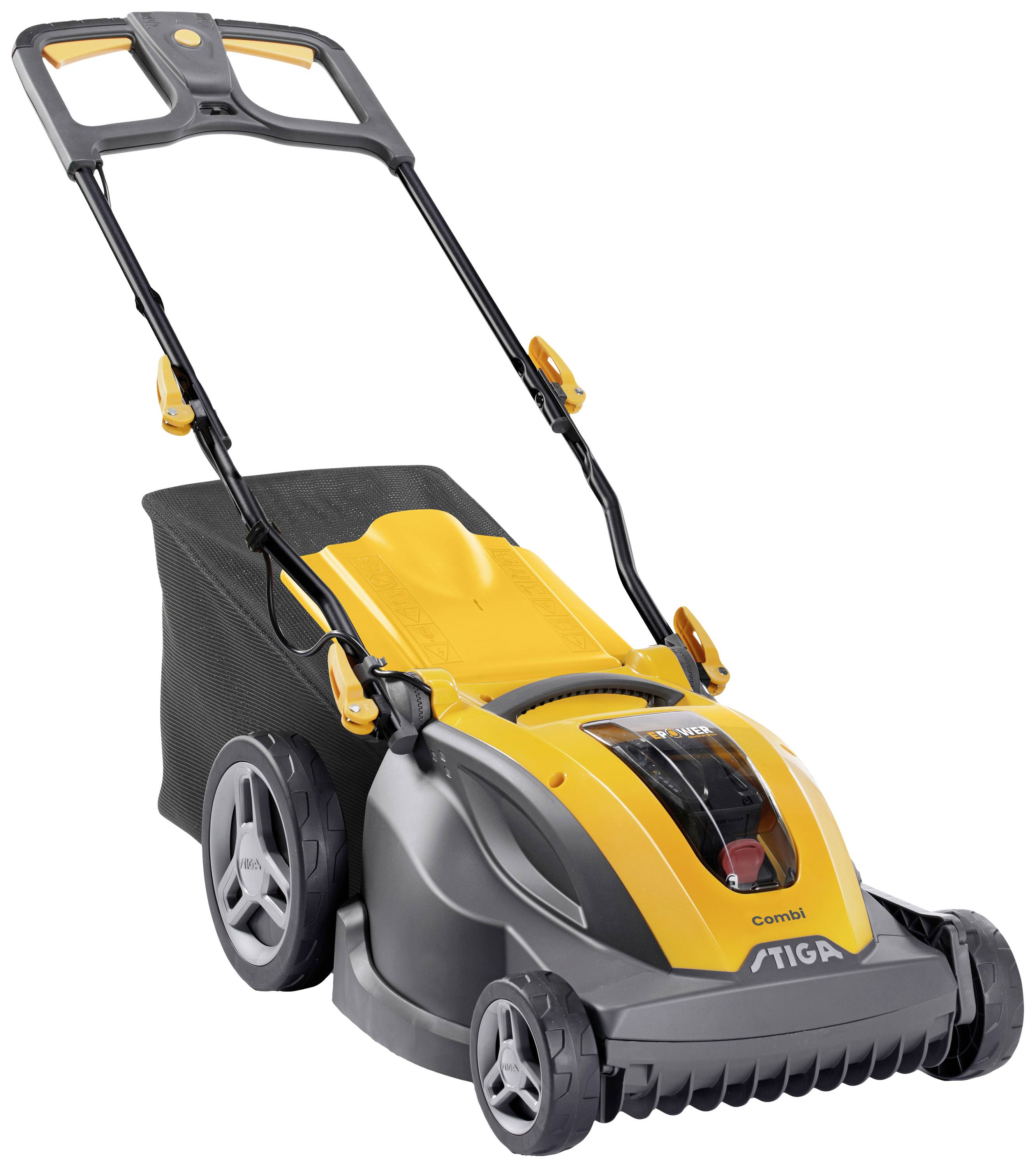 STIGA COMBI 344e Akku Akku-Rasenmäher inkl. Akku, inkl. Ladegerät, Einstellbarer Holm, Softgriff, mit Schnitthöhenverstellung