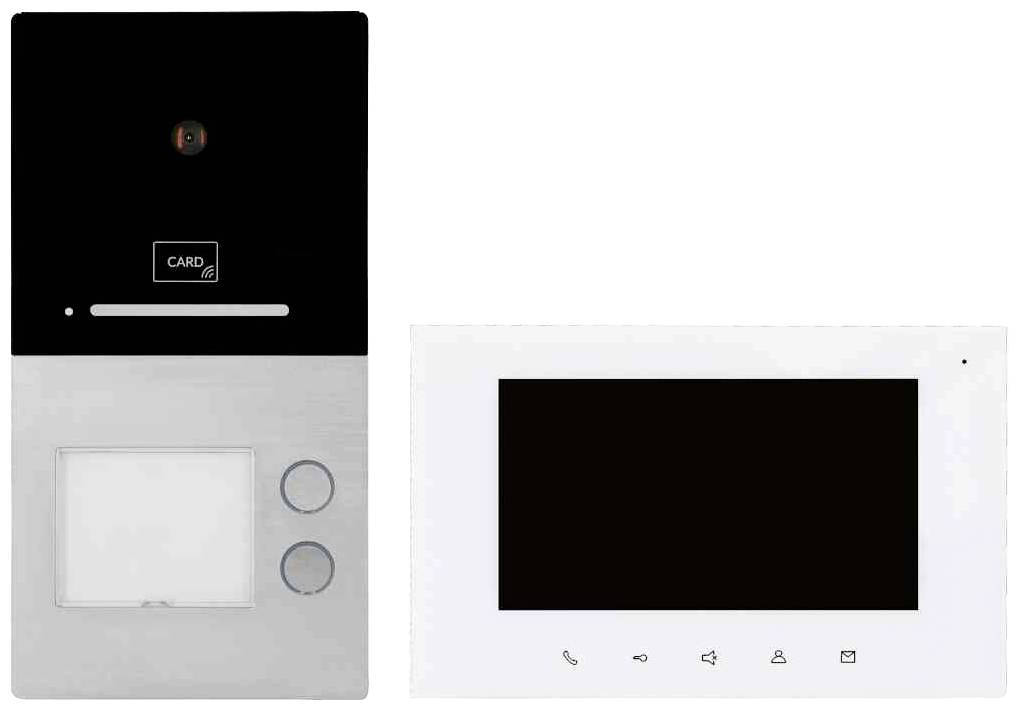 HHG Villa AP Set 2 RL Video-Türsprechanlage Komplett-Set Aluminium (gebürstet), Weiß