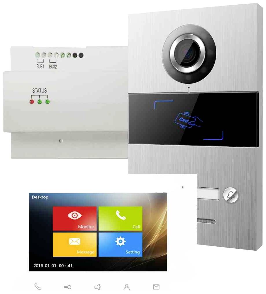 HHG Villa Set 1 Video-Türsprechanlage Komplett-Set Aluminium (gebürstet), Weiß