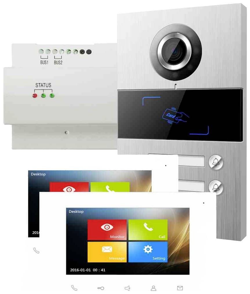 HHG Villa Set 2 Video-Türsprechanlage Komplett-Set Aluminium (gebürstet), Weiß