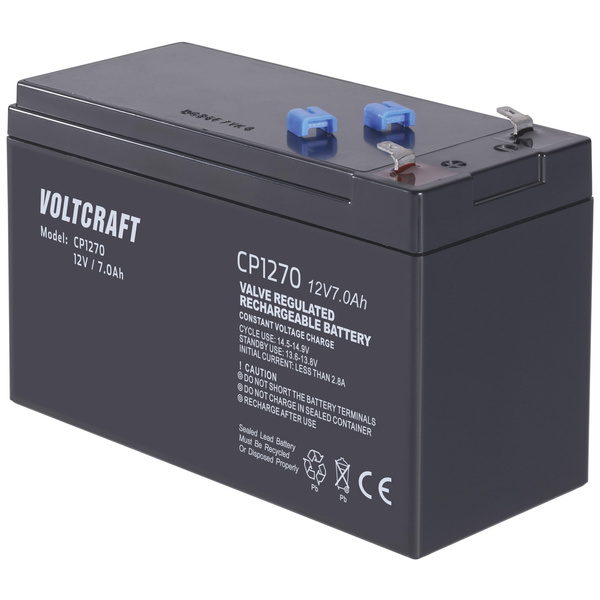 VOLTCRAFT CE12V/7Ah VC-12713970 Bleiakku 12V 7Ah Blei-Vlies (AGM) (B x H x T) 151 x 100 x 65mm Flachstecker 4.8mm Wartungsfrei
