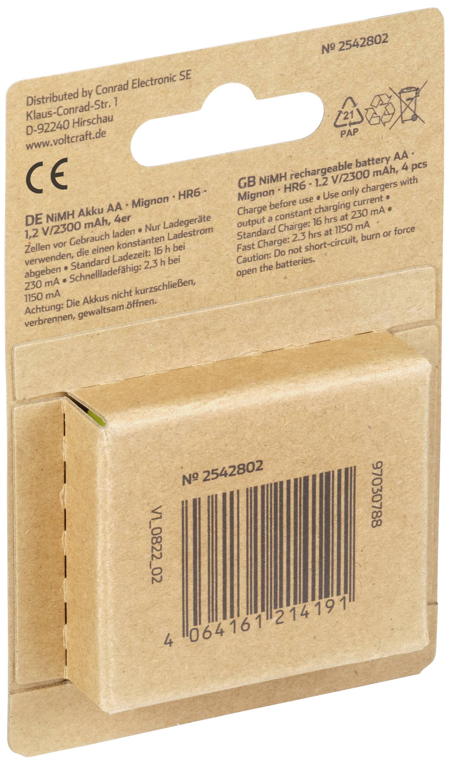 VOLTCRAFT Endurance Mignon (AA)-Akku NiMH 2300 mAh 1.2V 4St.