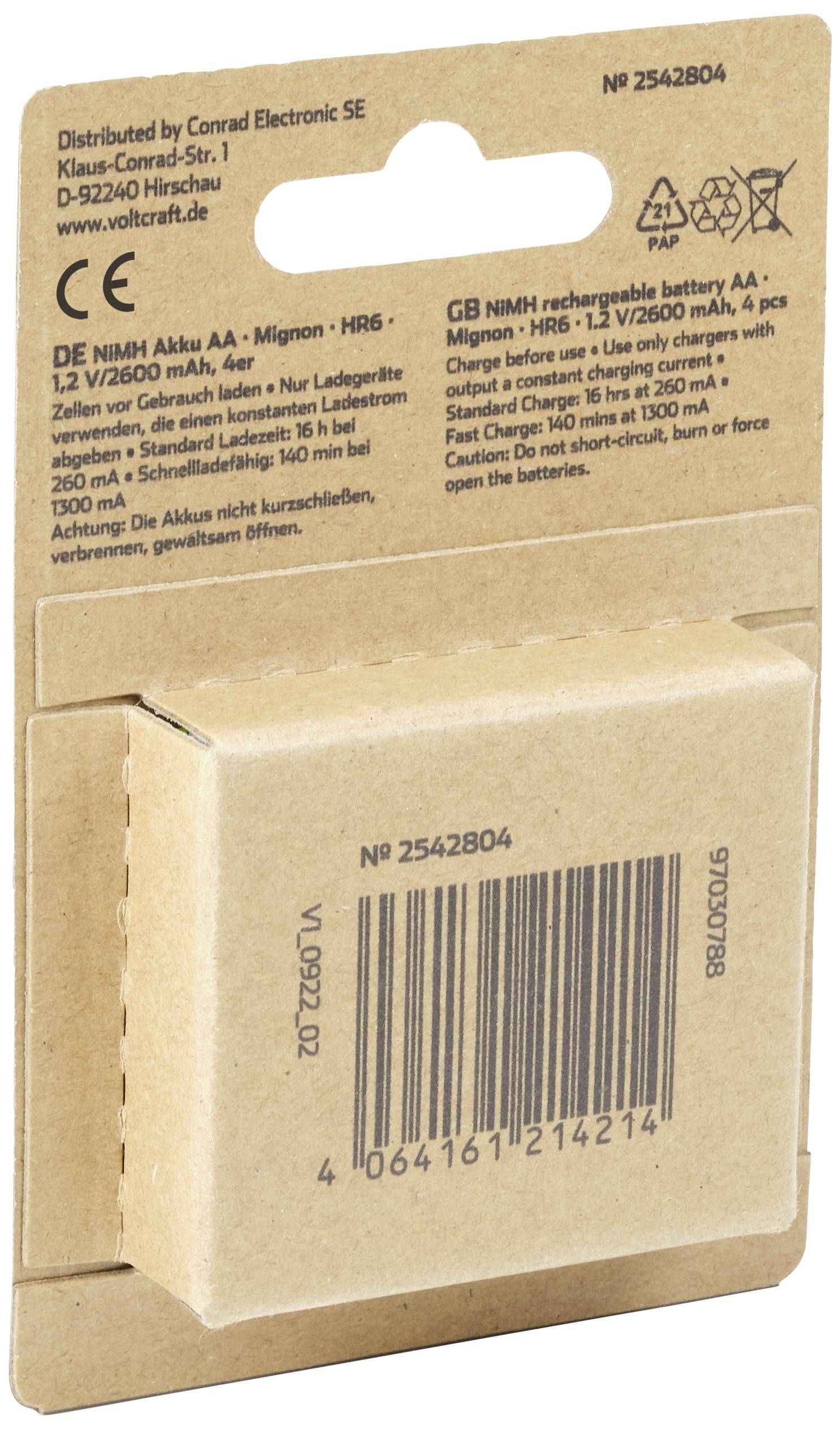 VOLTCRAFT Endurance Mignon (AA)-Akku NiMH 2600 mAh 1.2V 4St.