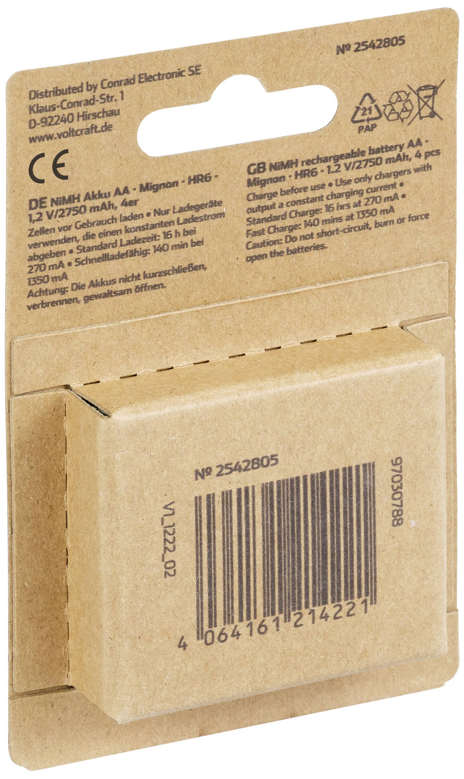 VOLTCRAFT HR06 Mignon (AA)-Akku NiMH 2750 mAh 1.2V 4St.