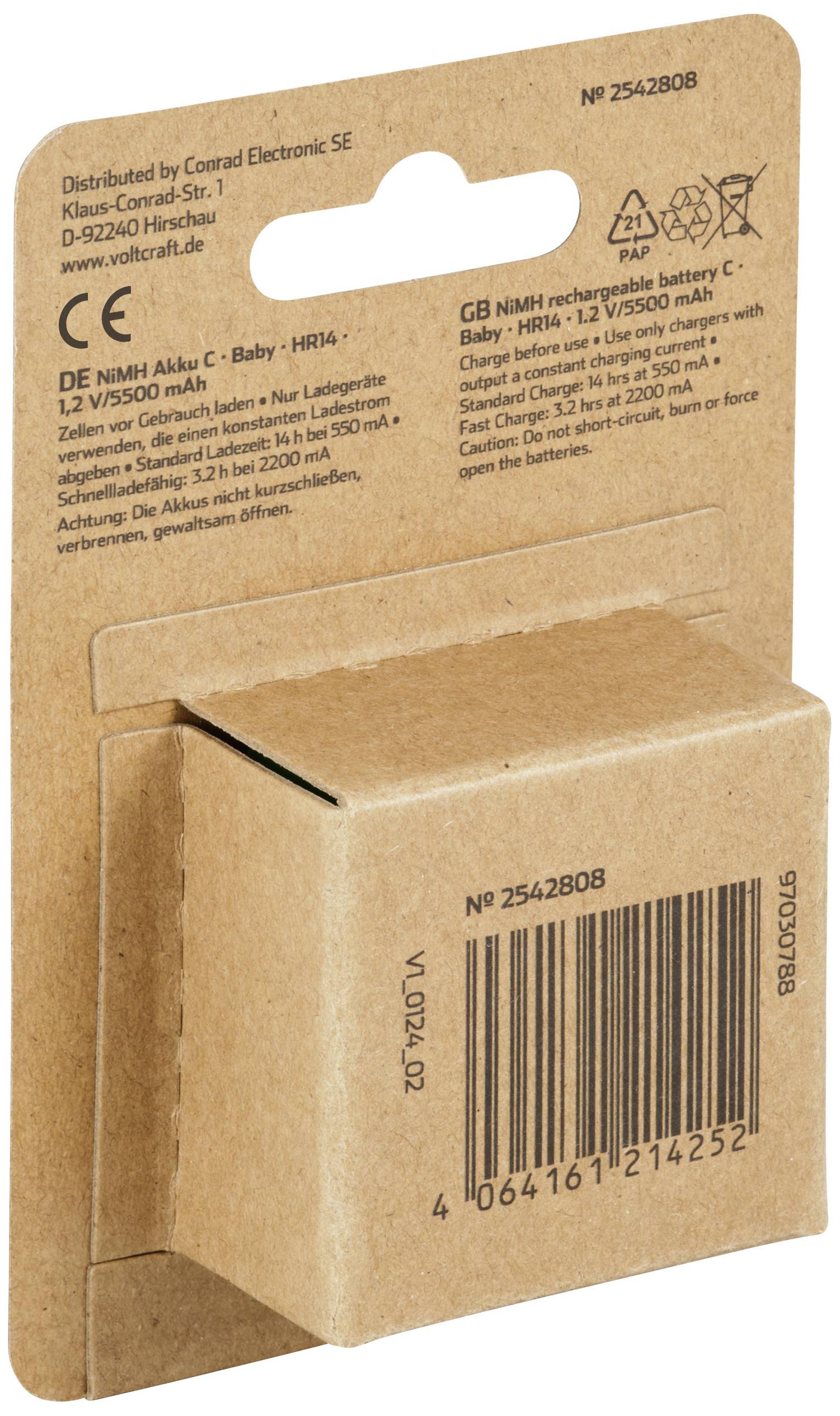 VOLTCRAFT HR14 Baby (C)-Akku NiMH 5500 mAh 1.2V 2St.