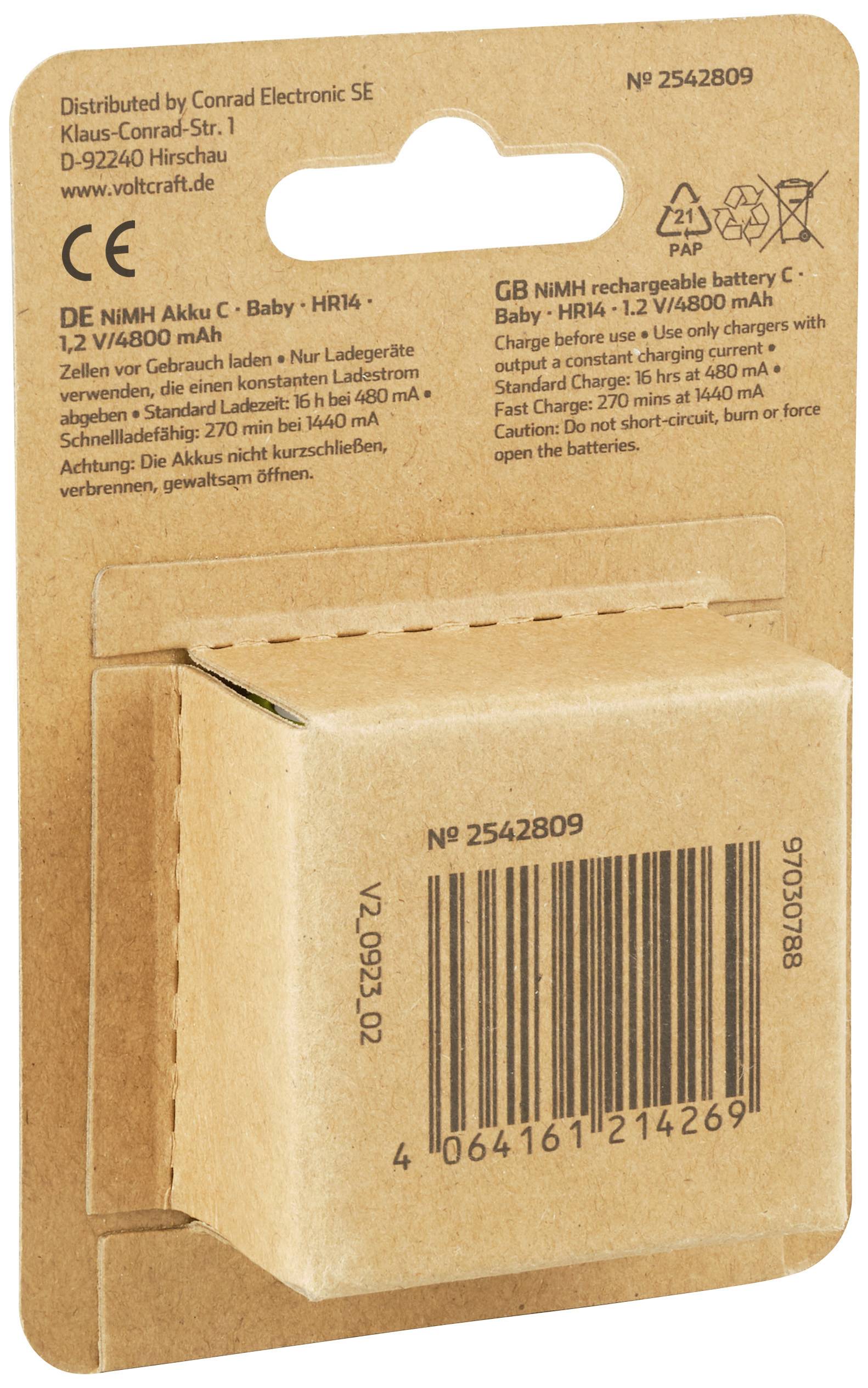 VOLTCRAFT Endurance Baby (C)-Akku NiMH 4800 mAh 1.2V 2St.