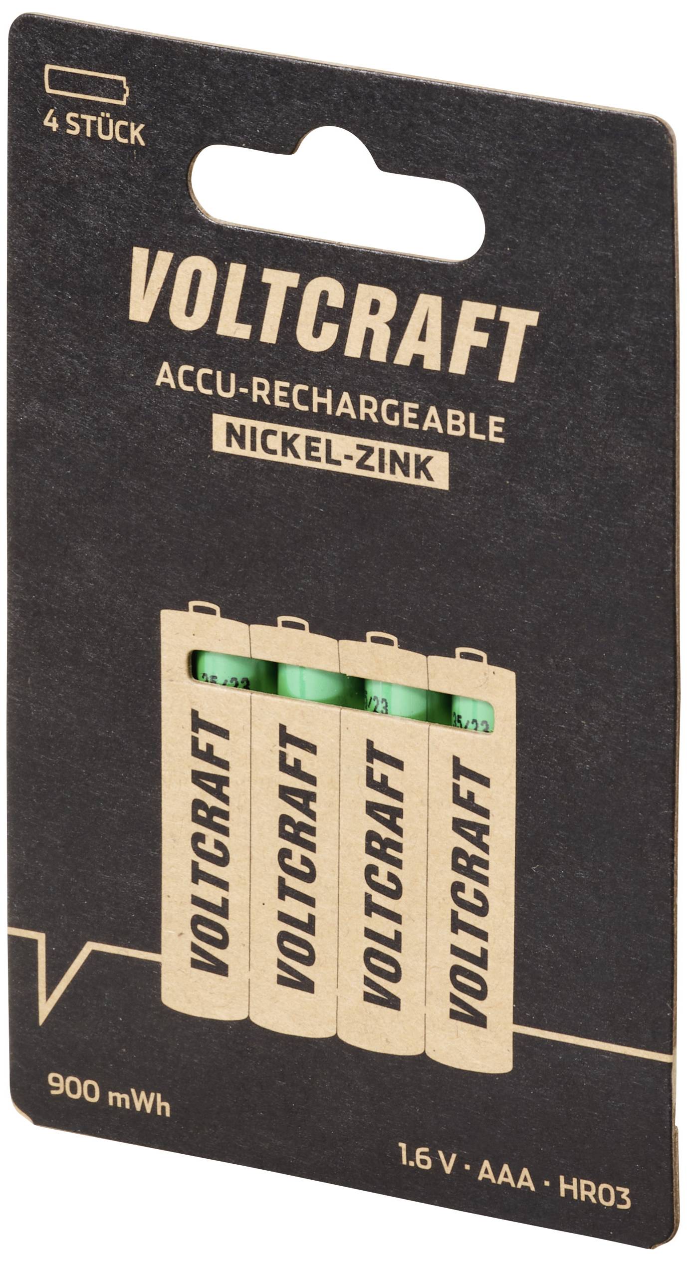 VOLTCRAFT HR03 Micro (AAA)-Akku NiZn 900 mWh/550 mAh 1.6V 4St.