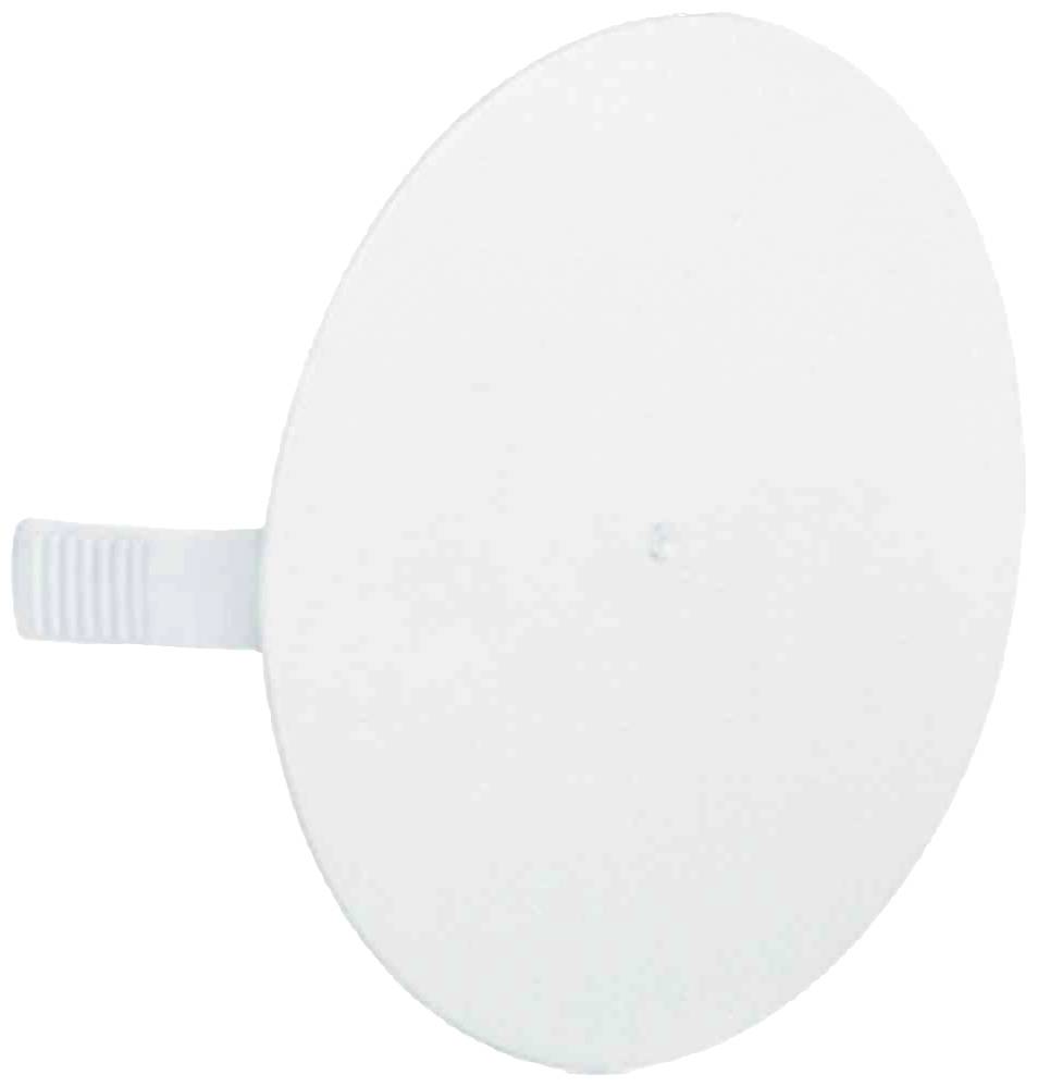 Weißes, rundes Plastiksieb mit Griff, verwendet zum Filtern von Materialien oder Abtropfen von Flüssigkeiten in Küchenumgebungen.