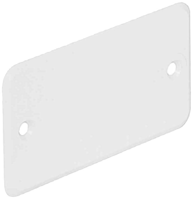 Weiße, rechteckige Abdeckplatte mit abgerundeten Ecken und zwei Befestigungslöchern.