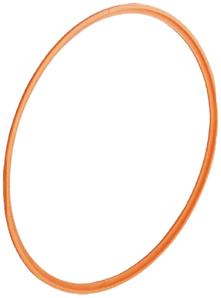 Ein orangefarbener Hula-Hoop-Reifen isoliert auf weißem Hintergrund.