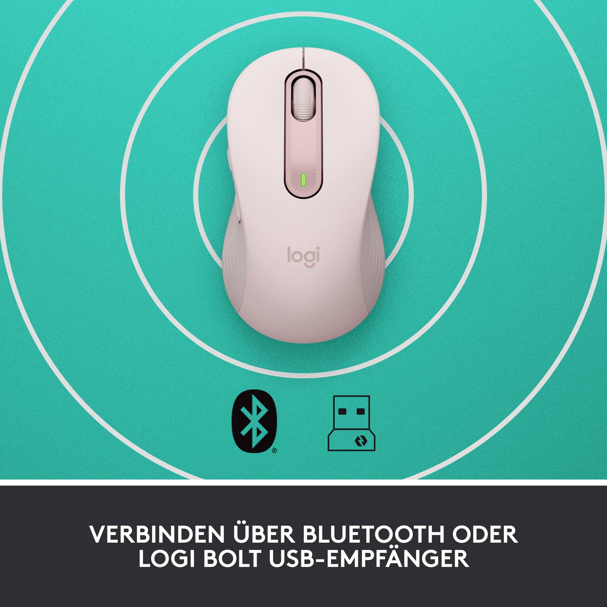 Logitech Signature M650 Maus Funk, Bluetooth® Rechtshänder Größe: M Optisch Rose 5 Tasten 4000 dpi