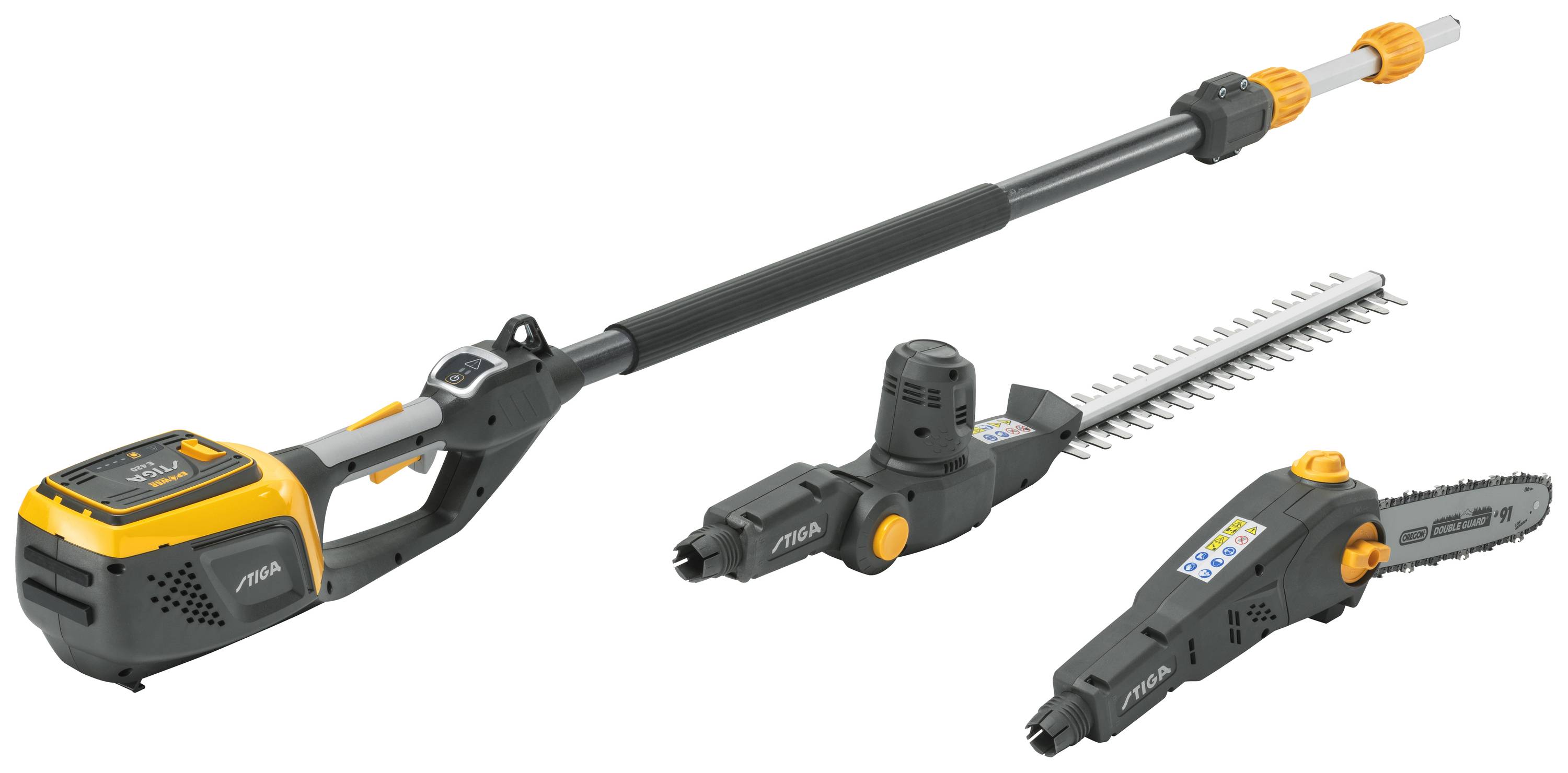 STIGA 278722108/ST3 MT 500e - Set Akku Heckenschere, Hochentaster, Teleskopstiel inkl. Akku, inkl. Ladegerät 350 W 48 V Li-Ion