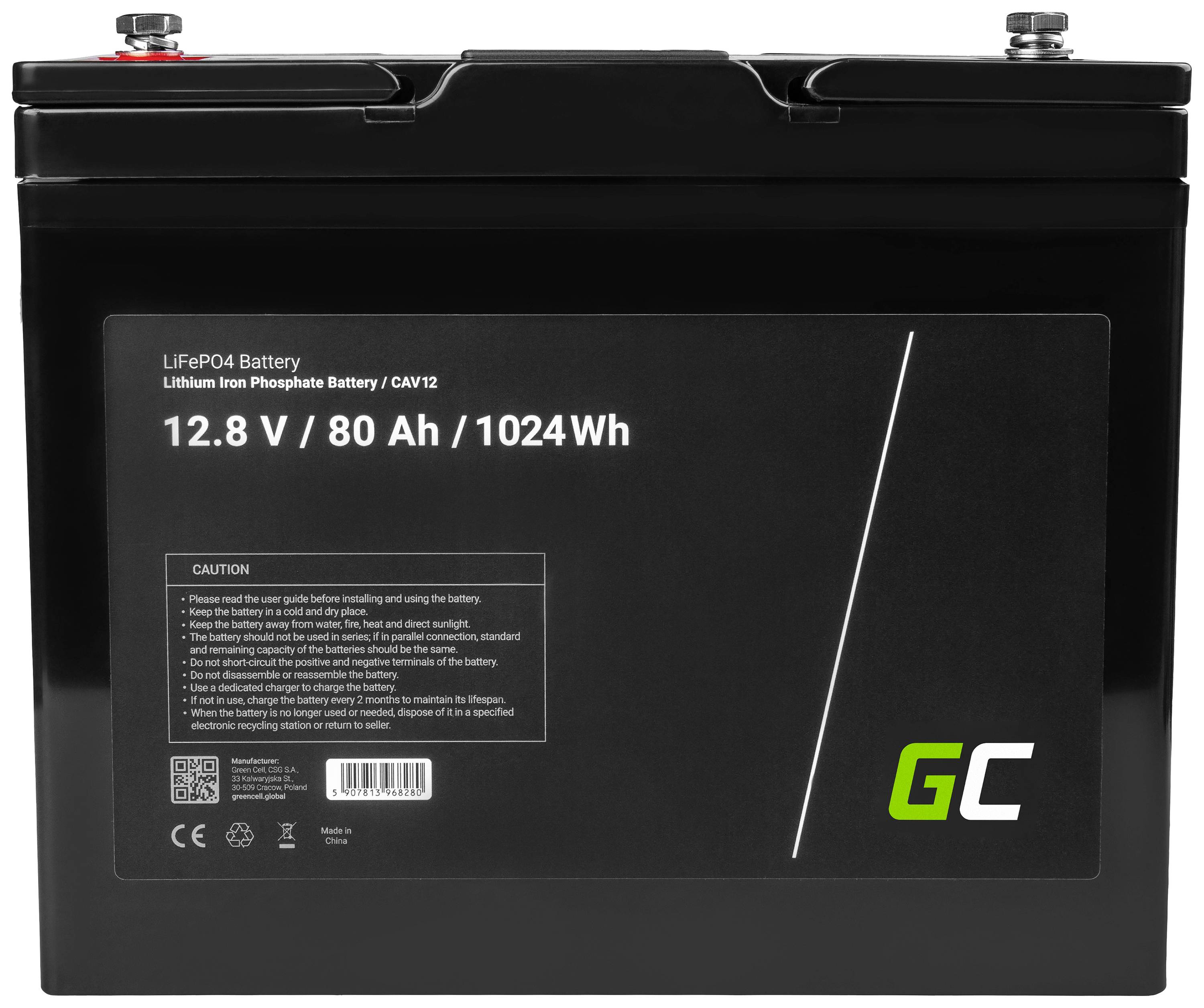 Green Cell Spezial-Akku LiFePo-Block Schraubkontakt LiFePO 4 12.8V 80Ah 1St.