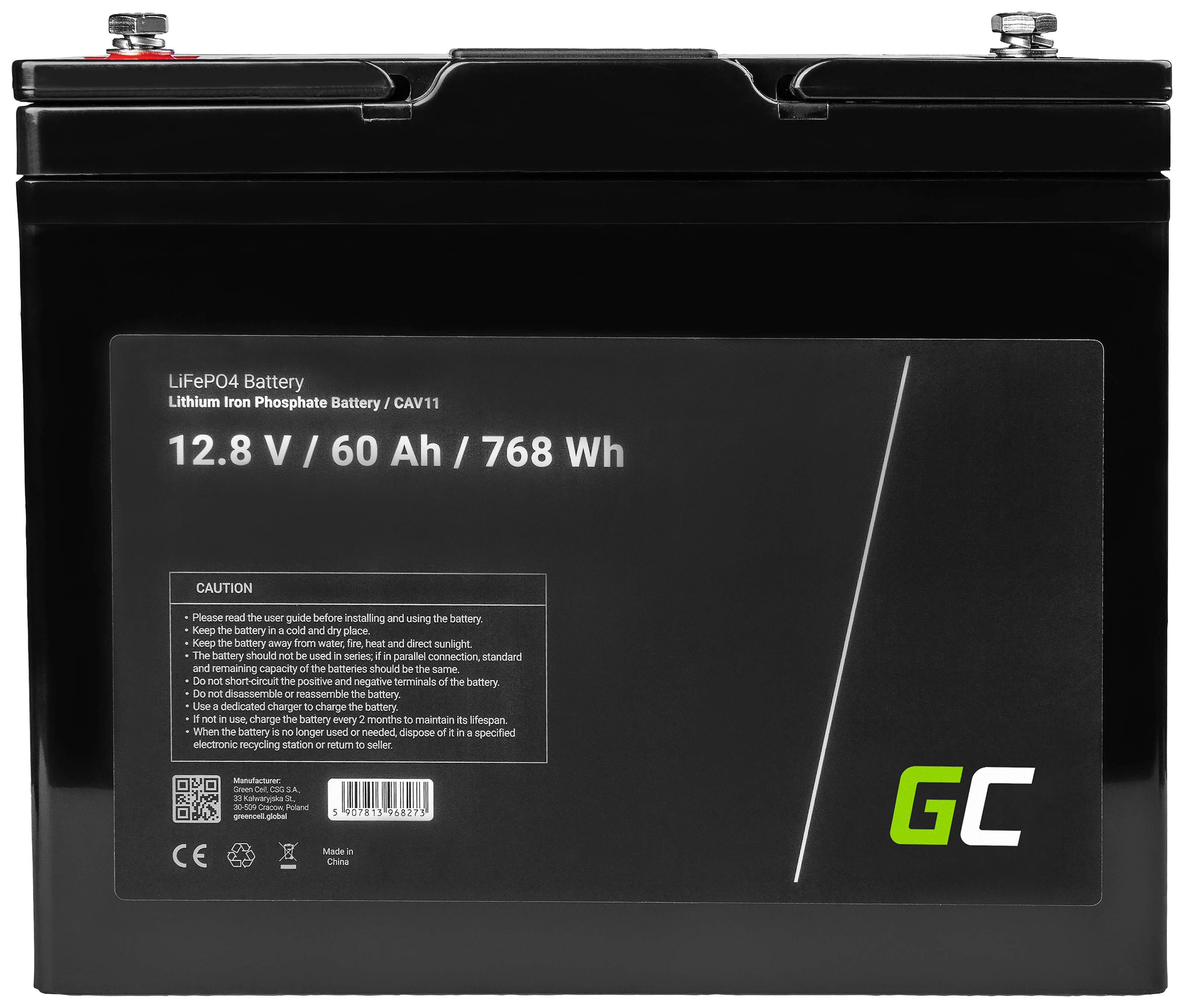 Green Cell Spezial-Akku LiFePo-Block Schraubkontakt LiFePO 4 12.8V 60Ah 1St.