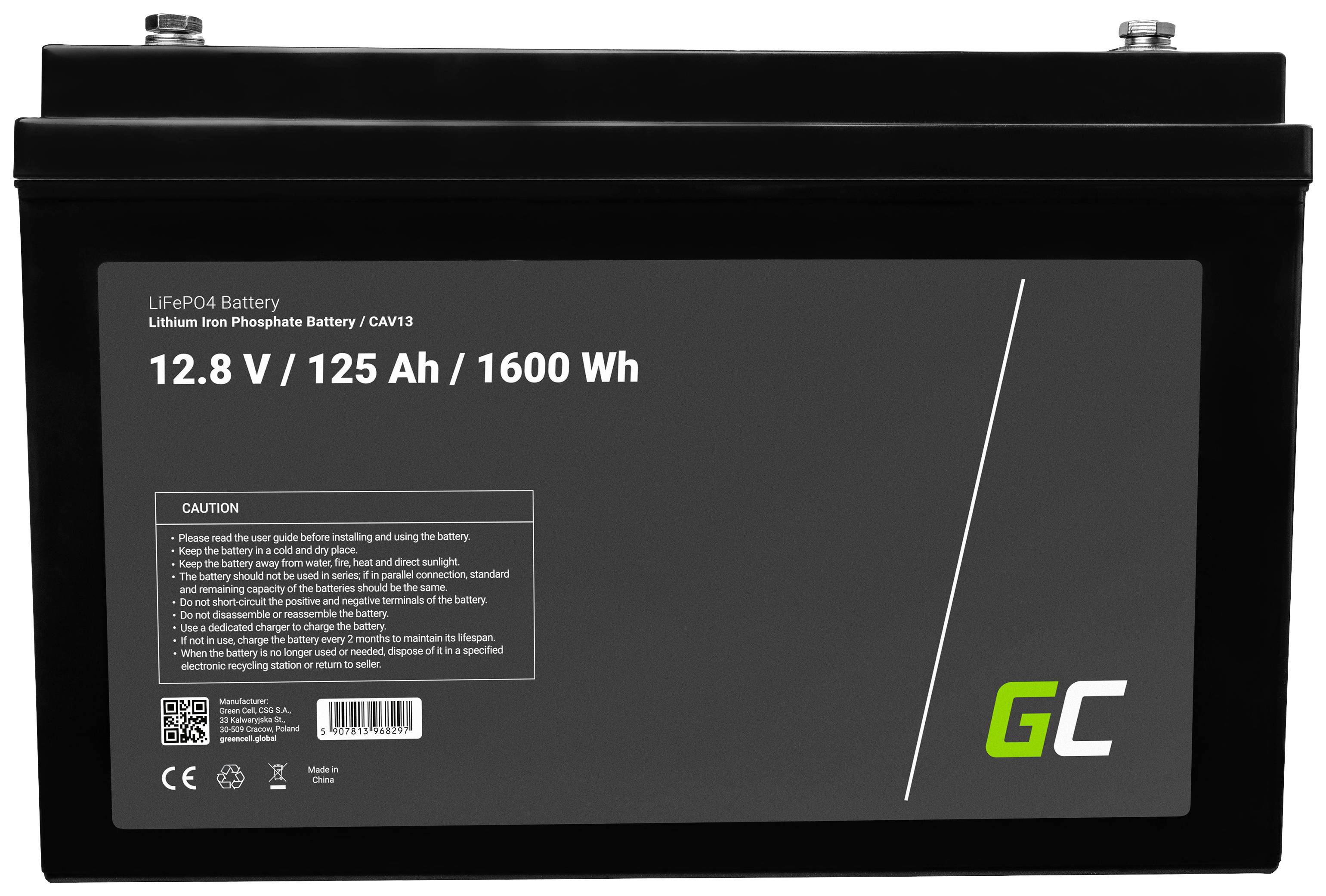 Green Cell Spezial-Akku LiFePo-Block Schraubkontakt LiFePO 4 12.8 V 125 Ah 1 St.