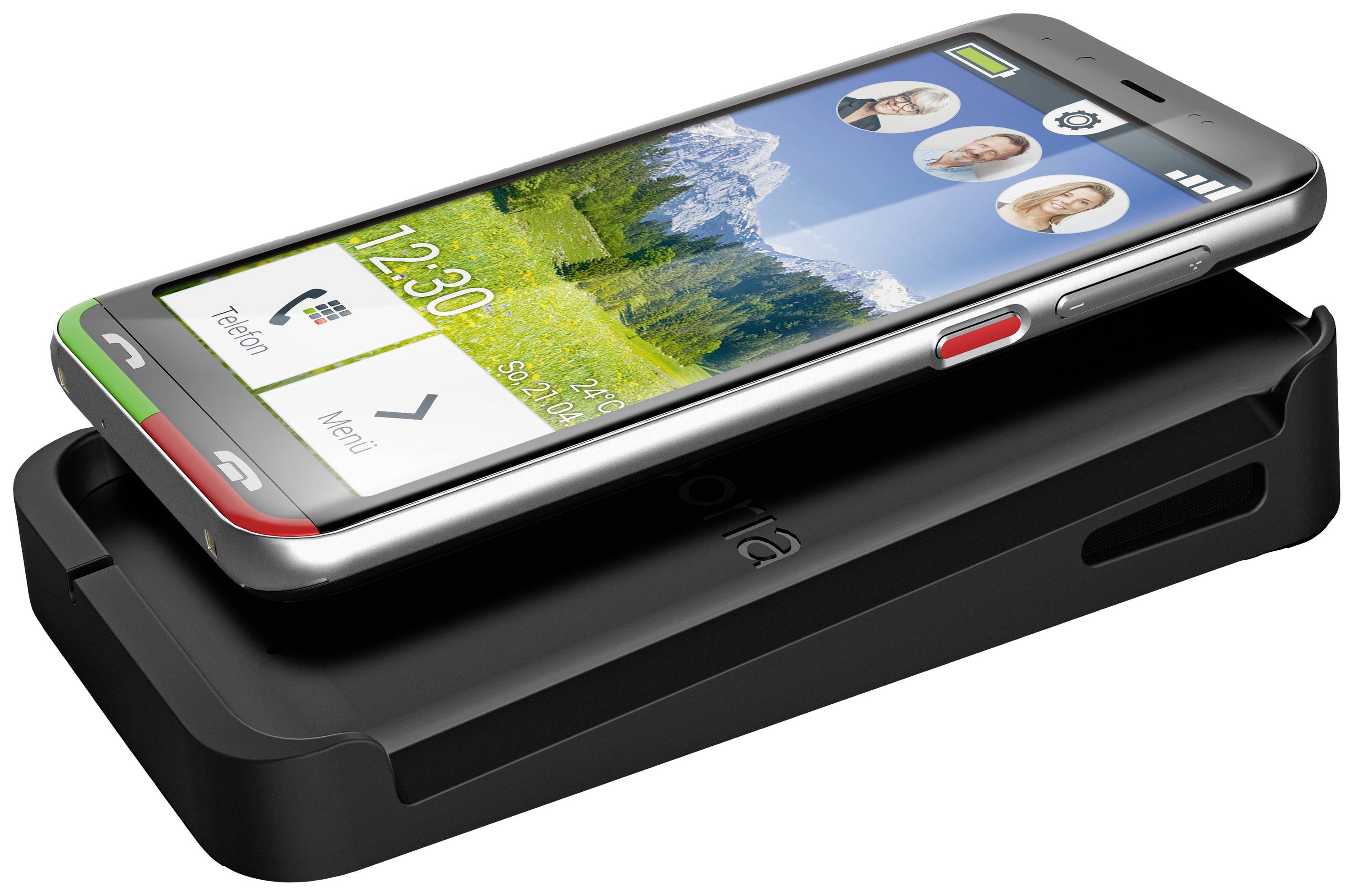 Emporia SUPEREASY 32 GB Schwarz/Silber 12.6 cm (4.95 Zoll) Senioren-Smartphone