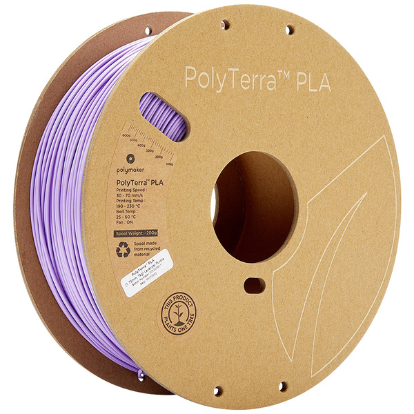 Polymaker 70852 PolyTerra PLA Filament PLA geringerer Kunststoffgehalt 1.75 mm 1000 g Lila (matt) 1