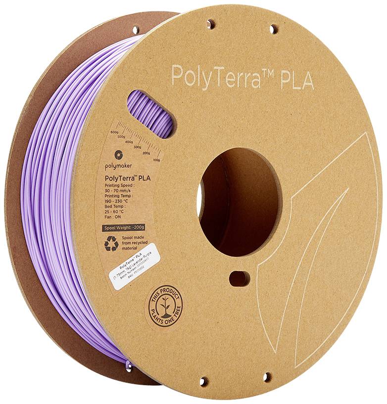 Polymaker 70852 PolyTerra PLA Filament PLA geringerer Kunststoffgehalt 1.75mm 1000g Lila (matt) 1St.