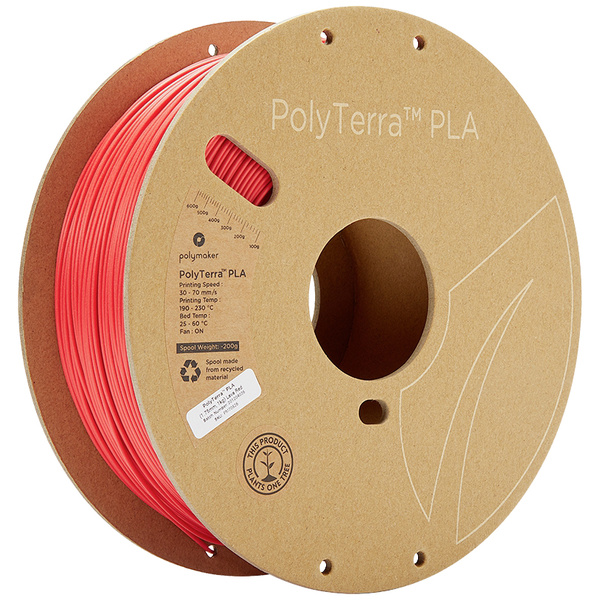 Polymaker 70826 PolyTerra PLA Filament PLA geringerer Kunststoffgehalt 1.75mm 1000g Rot (matt) 1St.