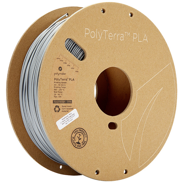 Polymaker 70824 PolyTerra PLA Filament PLA geringerer Kunststoffgehalt 1.75 mm 1000 g Grau (matt) 1