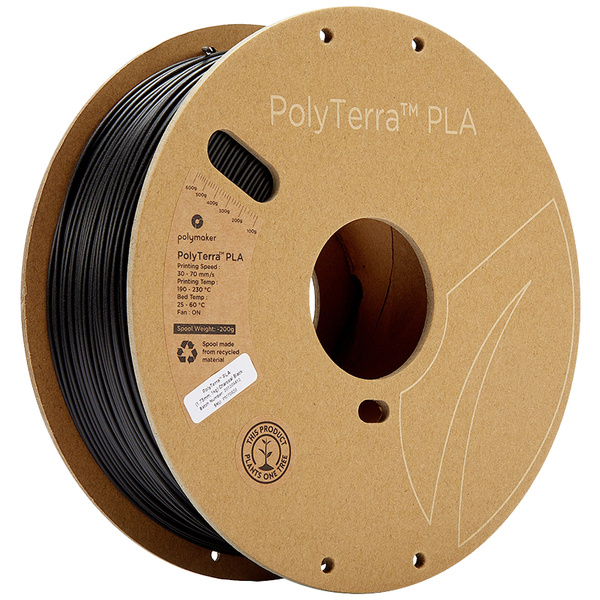 Polymaker 70820 PolyTerra PLA Filament PLA geringerer Kunststoffgehalt 1.75mm 1000g Schwarz (matt) 1St.