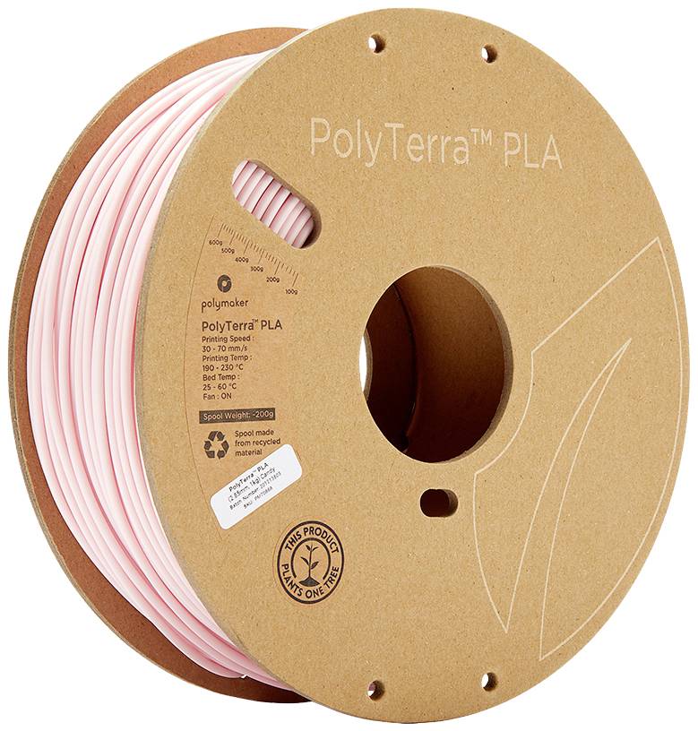 Polymaker 70868 PolyTerra PLA Filament PLA 2.85mm 1000g Rosa (matt), Pastell-Rosa 1St.
