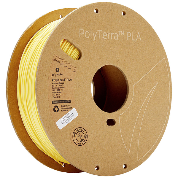 Polymaker 70865 PolyTerra PLA Filament PLA geringerer Kunststoffgehalt 1.75mm 1000g Pastell-Gelb (matt) 1St.