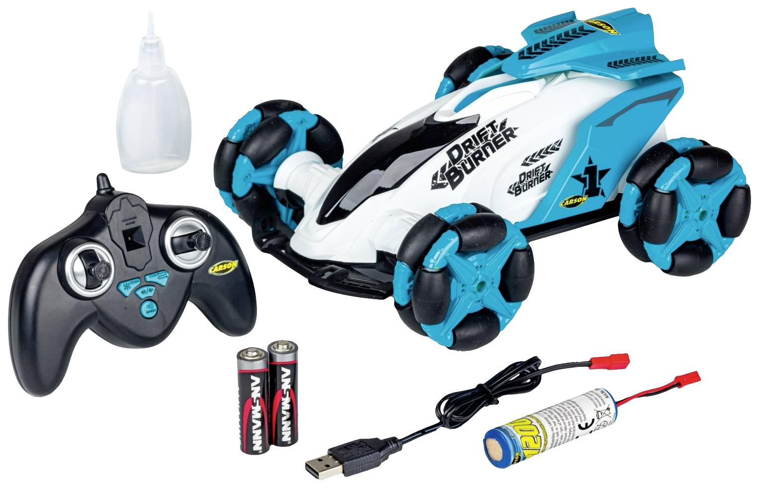 Carson RC Sport 404227 Drift Burner RC Einsteiger Modellauto Elektro Monstertruck Allradantrieb (4WD) inkl. Akku, Ladegerät und