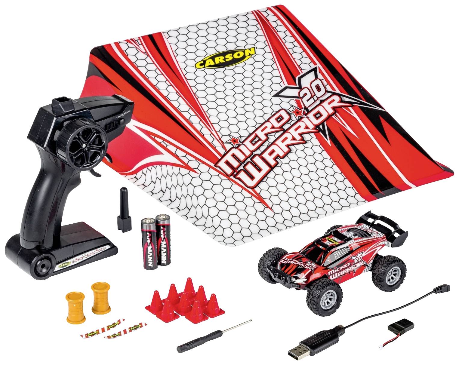 Carson RC Sport 404225 Micro X-Warrior 2.0 1:32 RC Einsteiger Modellauto Elektro Buggy inkl. Akku, Ladegerät und Senderbatterien