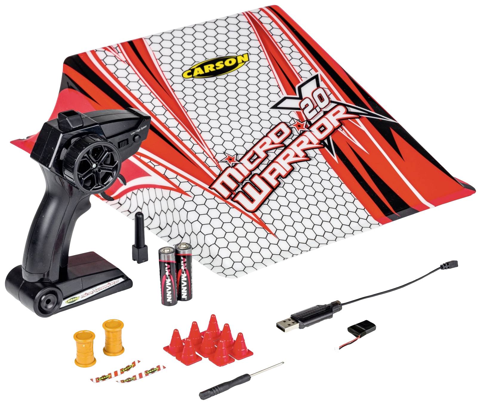 Carson RC Sport 404225 Micro X-Warrior 2.0 1:32 RC Einsteiger Modellauto Elektro Buggy inkl. Akku, Ladegerät und Senderbatterien