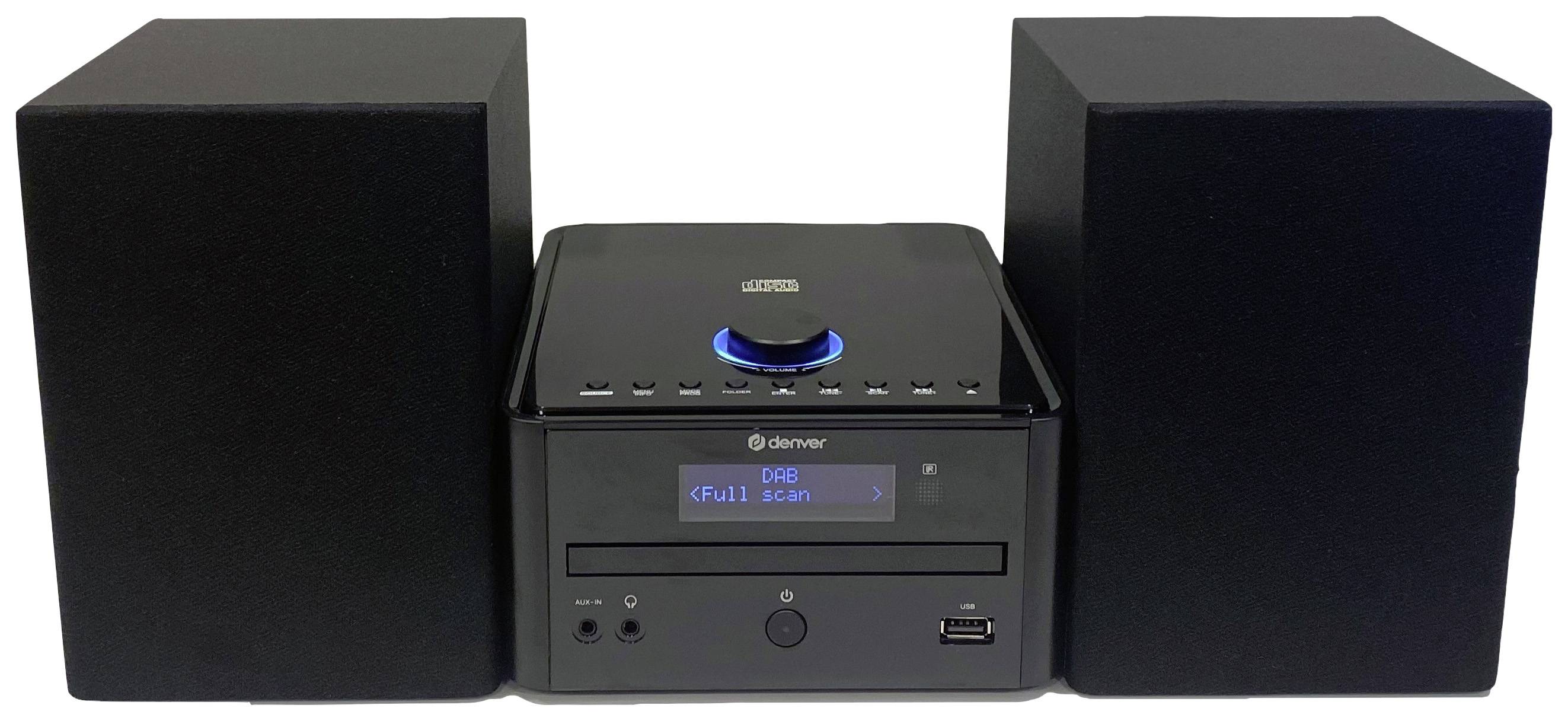Denver MDA-270 Stereoanlage AUX, Bluetooth®, CD, DAB+, UKW, USB, Inkl. Fernbedienung, Inkl. Lautsprecherbox 2 x 5 W Schwarz