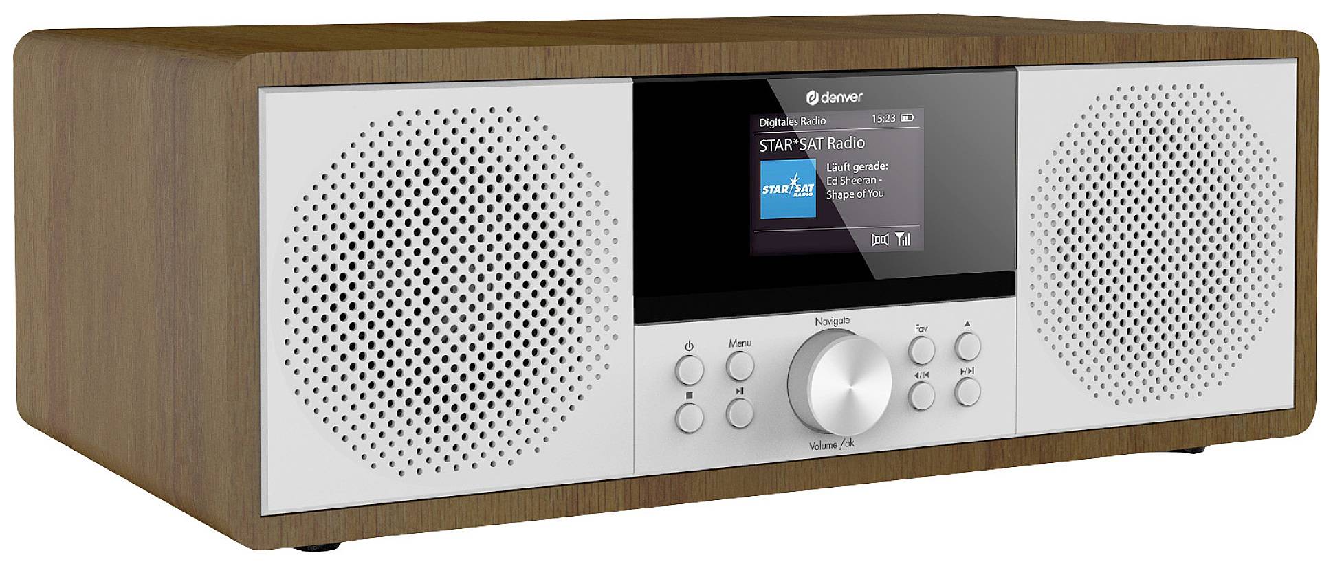 Denver MIR-270DW Internet CD-Radio Internet, DAB+, UKW AUX, Bluetooth®, CD, USB, WLAN, Internetradio Holz (dunkel)