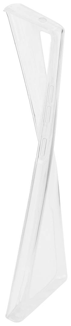 Eine transparente, biegsame Smartphone-Schutzhülle. Sie hat präzise Aussparungen für Knöpfe und Anschlüsse.