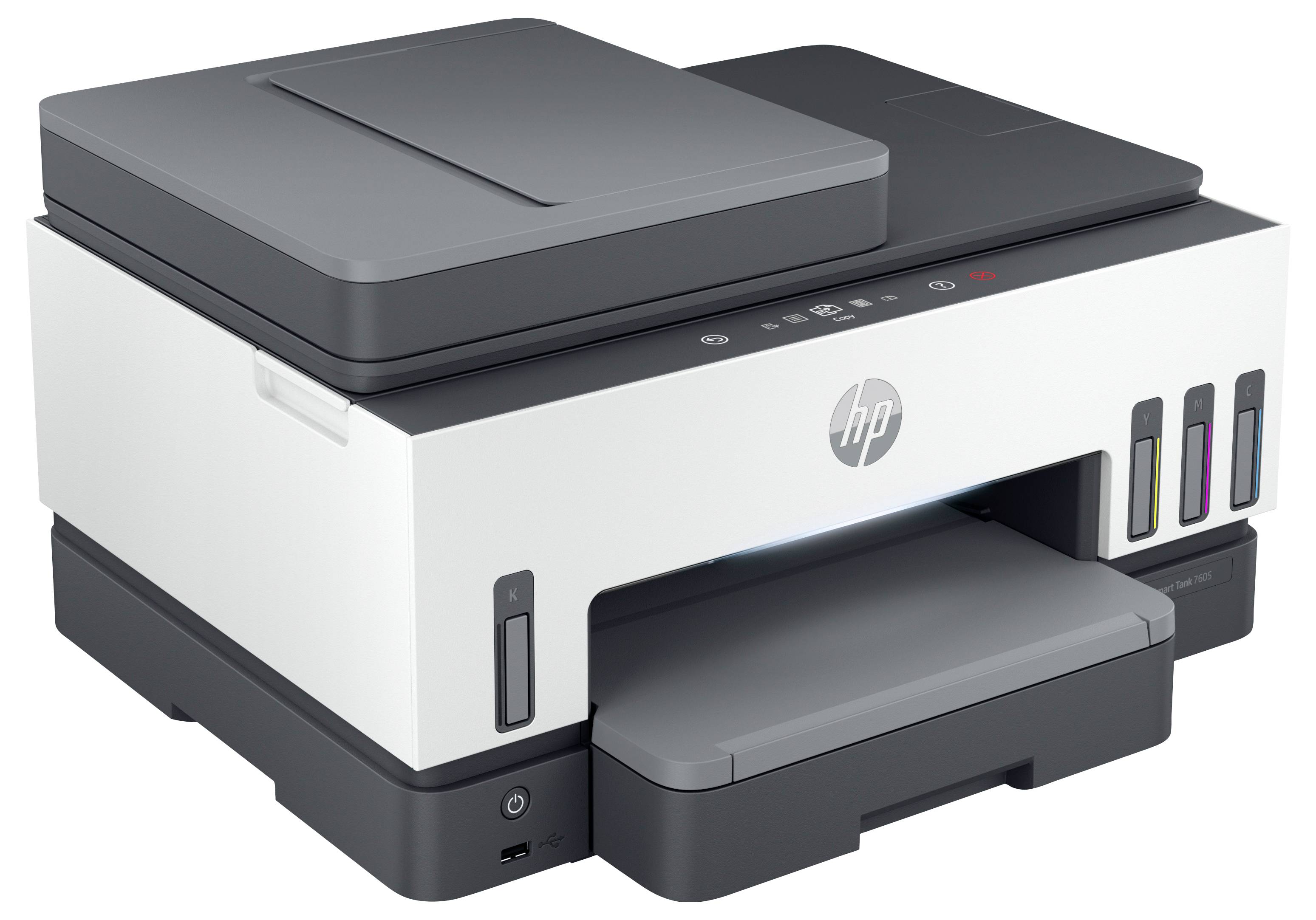 HP Smart Tank 7605 All-in-One Multifunktionsdrucker Tintenstrahl Farbe A4 Drucker, Scanner, Kopierer, Fax Tintentank-System, Duplex, WLAN, LAN, ADF