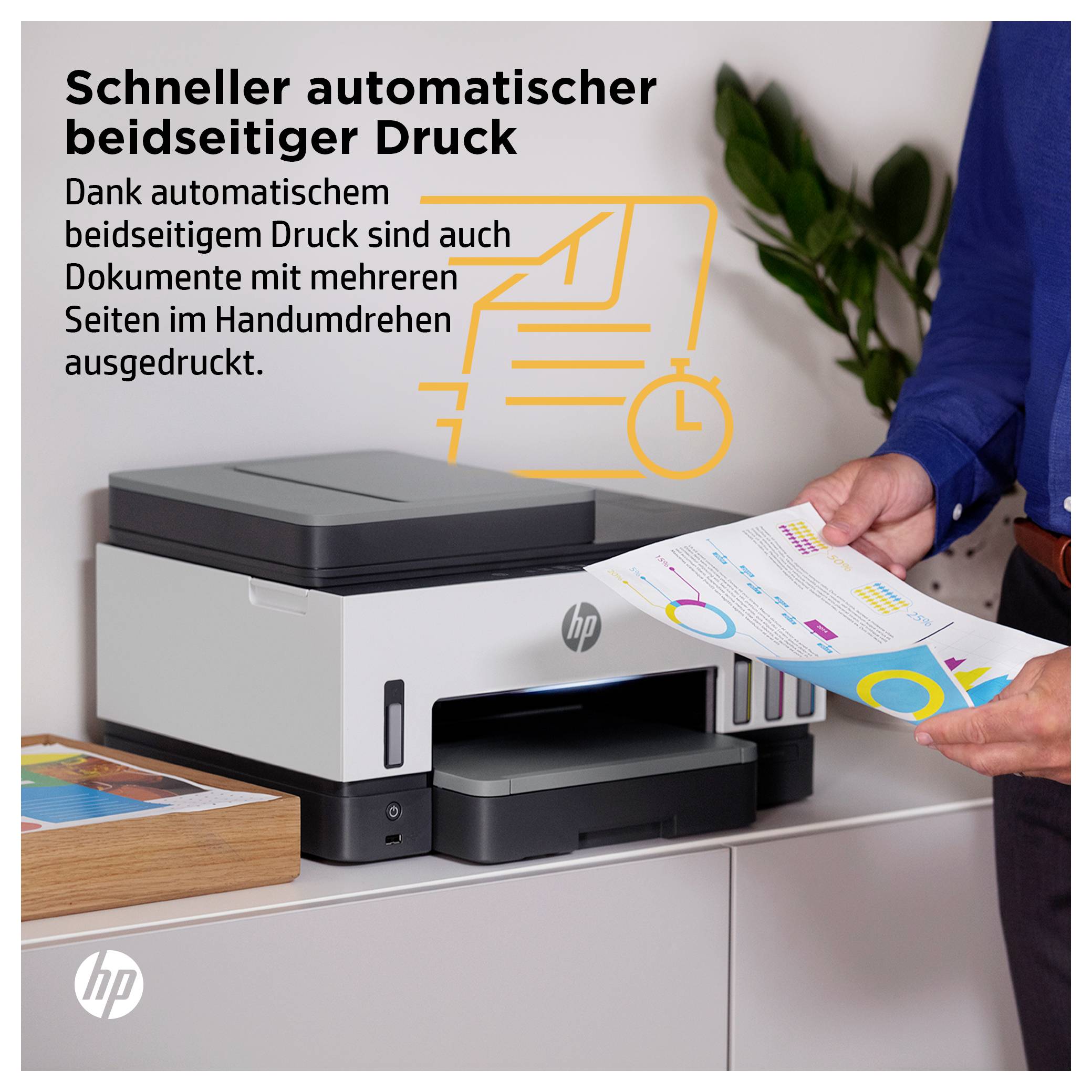 HP Smart Tank 7605 All-in-One Multifunktionsdrucker Tintenstrahl Farbe A4 Drucker, Scanner, Kopierer, Fax Tintentank-System, Duplex, WLAN, LAN, ADF