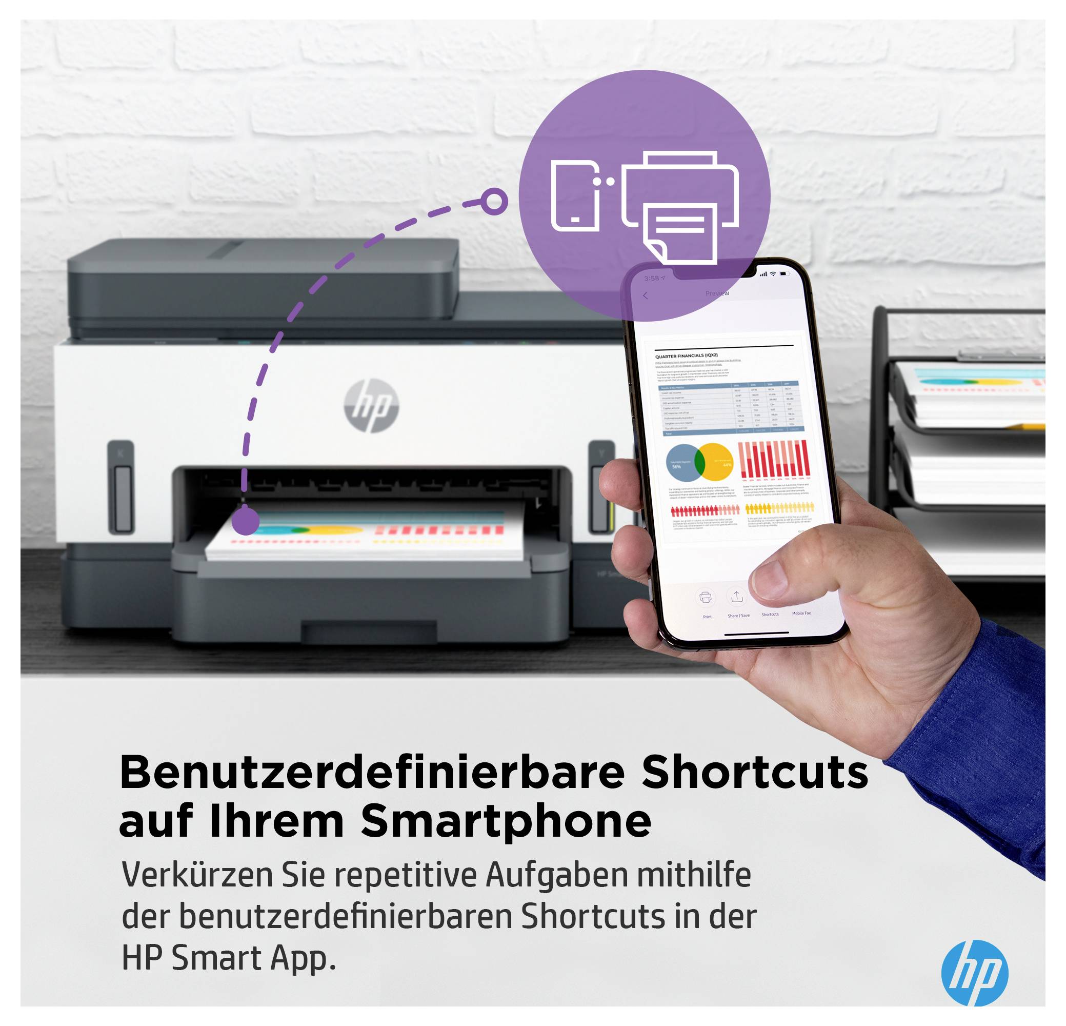 HP Smart Tank 7305 All-in-One Multifunktionsdrucker Tintenstrahl Farbe A4 Drucker, Scanner, Kopierer Tintentank-System, Duplex, WLAN, LAN, ADF