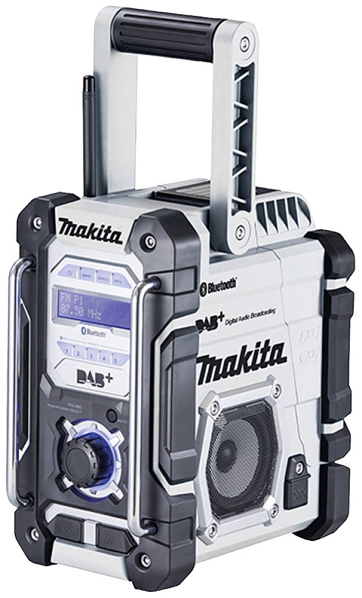 Makita Baustellenradio DAB, DAB+, FM AUX, Bluetooth®, USB spritzwassergeschützt Weiß, Schwarz