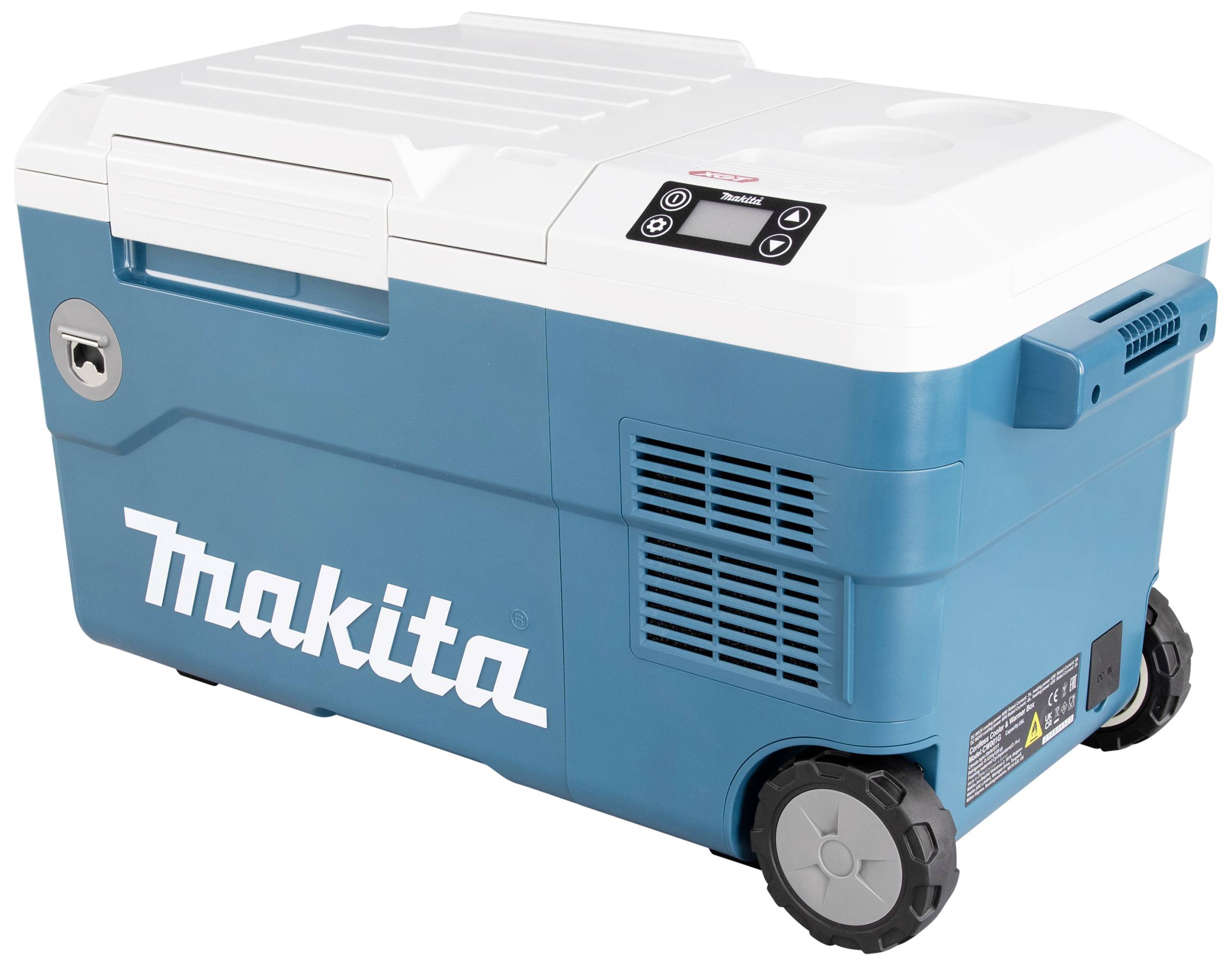Makita Akku-Kühlbox & Heizbox EEK: E (A - G) Kompressor 12 V/DC, 18 V/DC, 24 V/DC, 100 V/AC, 240 V/AC Türkis, Weiß 20 l -18 °C