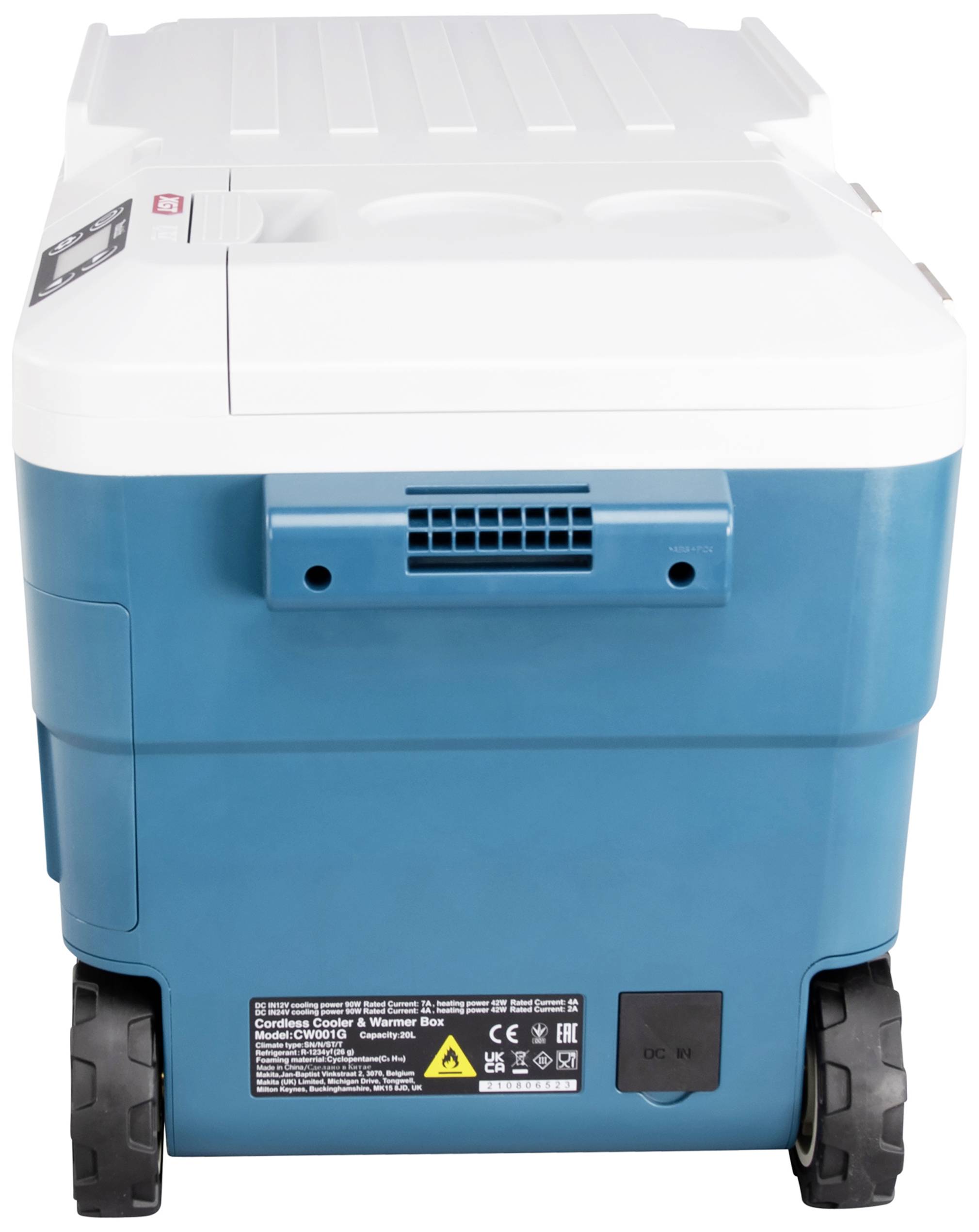 Makita Akku-Kühlbox & Heizbox EEK: E (A - G) Kompressor 12 V/DC, 18 V/DC, 24 V/DC, 100 V/AC, 240 V/AC Türkis, Weiß 20 l -18 °C