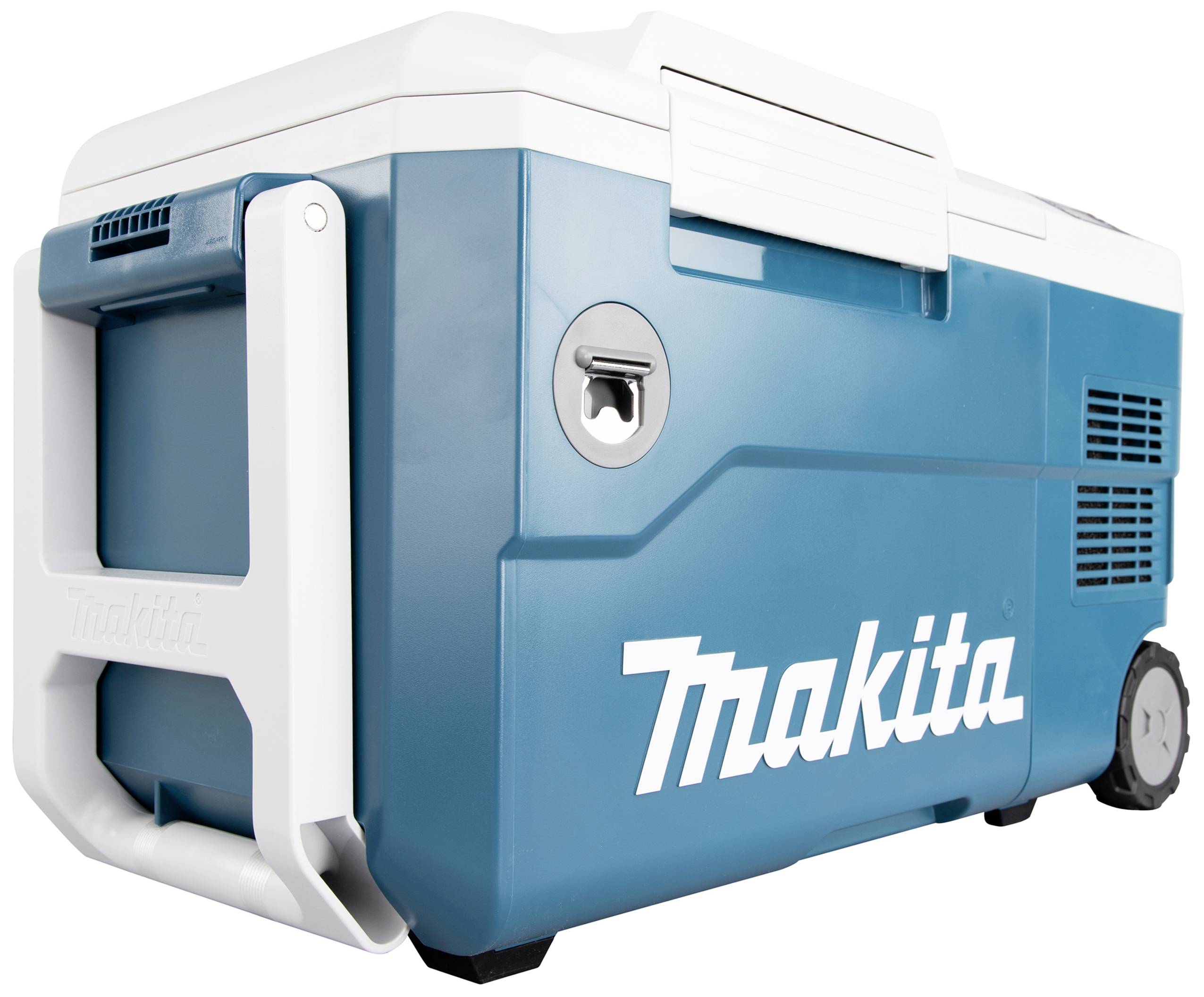 Makita Akku-Kühlbox & Heizbox EEK: E (A - G) Kompressor 12 V/DC, 18 V/DC, 24 V/DC, 100 V/AC, 240 V/AC Türkis, Weiß 20 l -18 °C