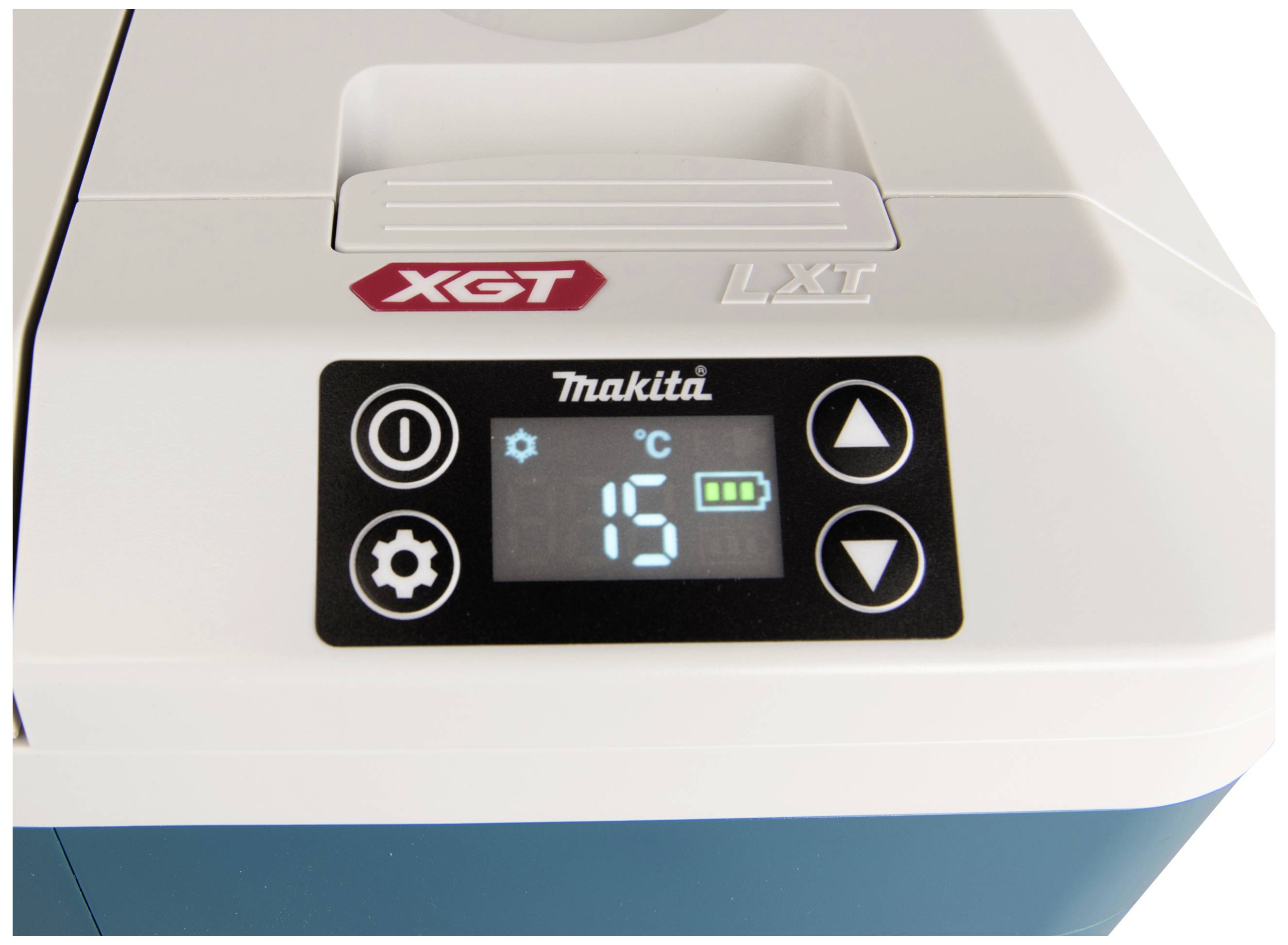 Makita Akku-Kühlbox & Heizbox EEK: E (A - G) Kompressor 12 V/DC, 18 V/DC, 24 V/DC, 100 V/AC, 240 V/AC Türkis, Weiß 20 l -18 °C