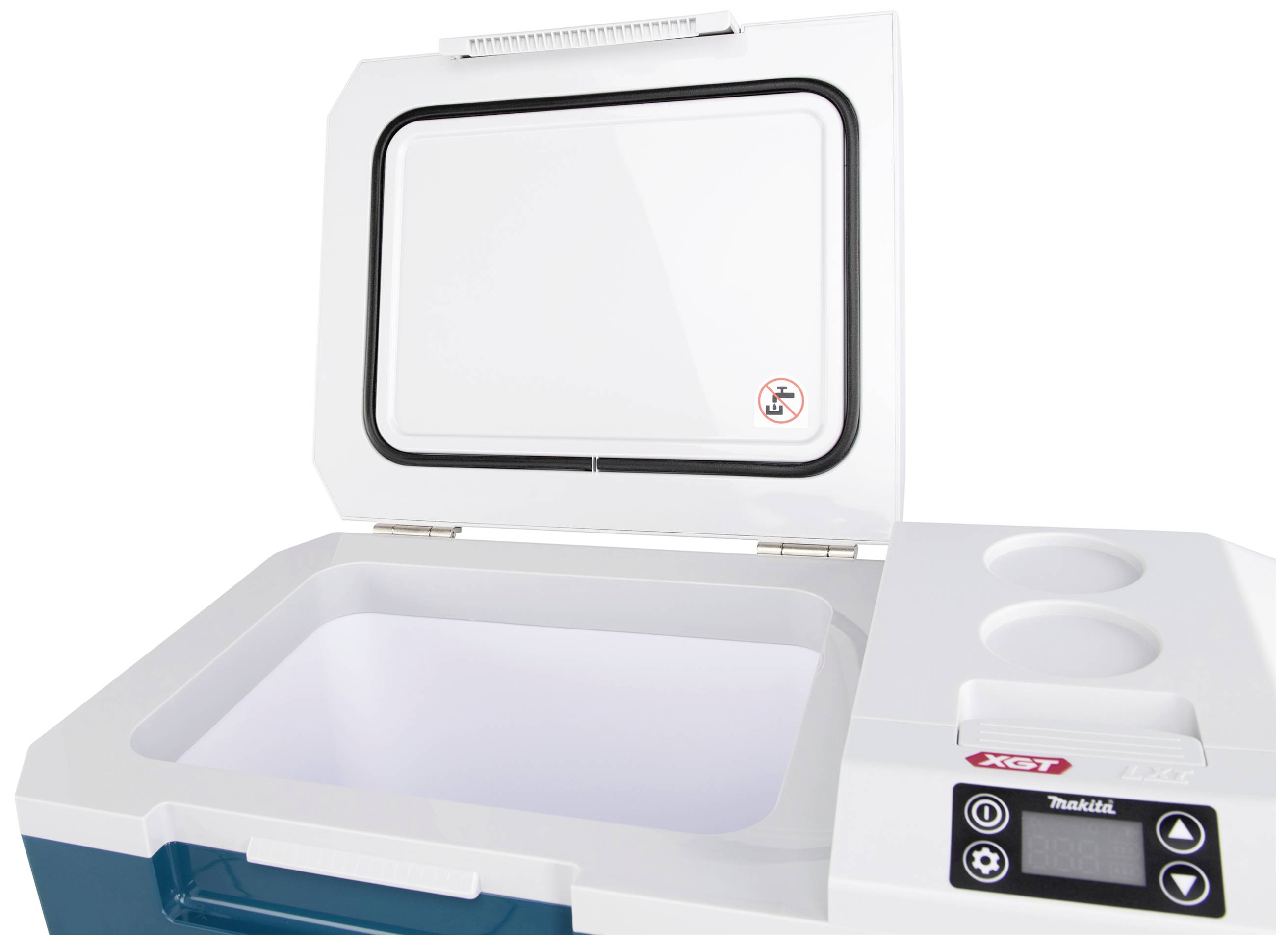 Makita Akku-Kühlbox & Heizbox EEK: E (A - G) Kompressor 12 V/DC, 18 V/DC, 24 V/DC, 100 V/AC, 240 V/AC Türkis, Weiß 20 l -18 °C