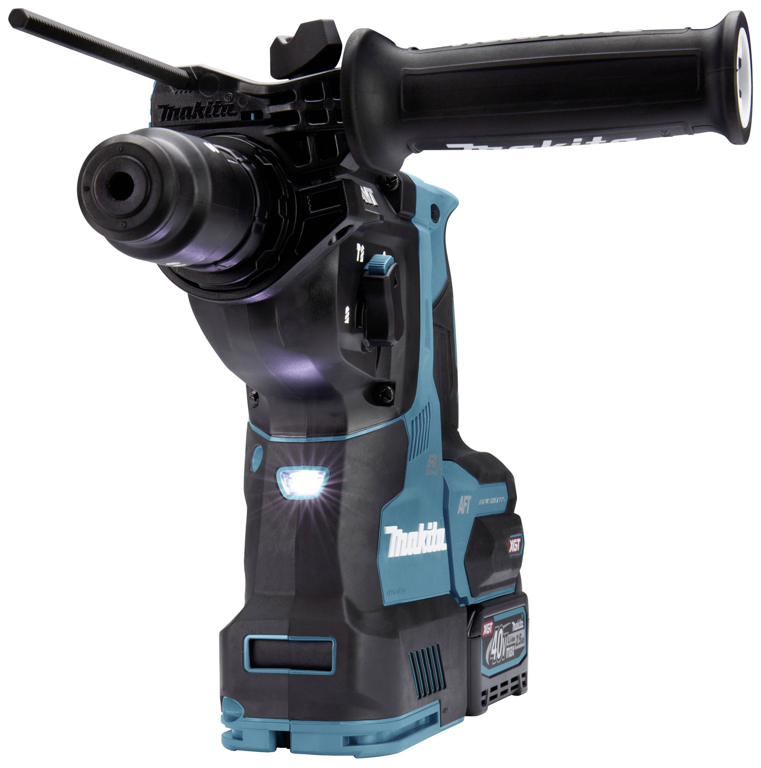 Ein kabelloser Bohrhammer mit blau-schwarzem Gehäuse und ergonomischem Griff. Geeignet für Bau- und Renovierungsarbeiten.