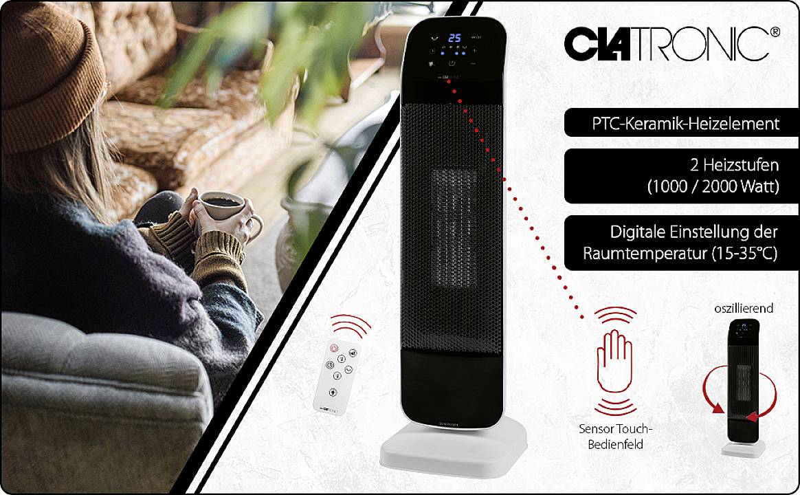 Clatronic 263955 Keramik-Heizlüfter HL 3763 Schwarz